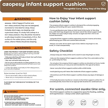 Infant Support Cushion - Baby Support Cushion for Newborn, 0-24 Months, Breathable Cotton Tummy Time Mat, Supervised Use, Portable Newborn Essentials for Home and Travel, Brown (Cover Included)