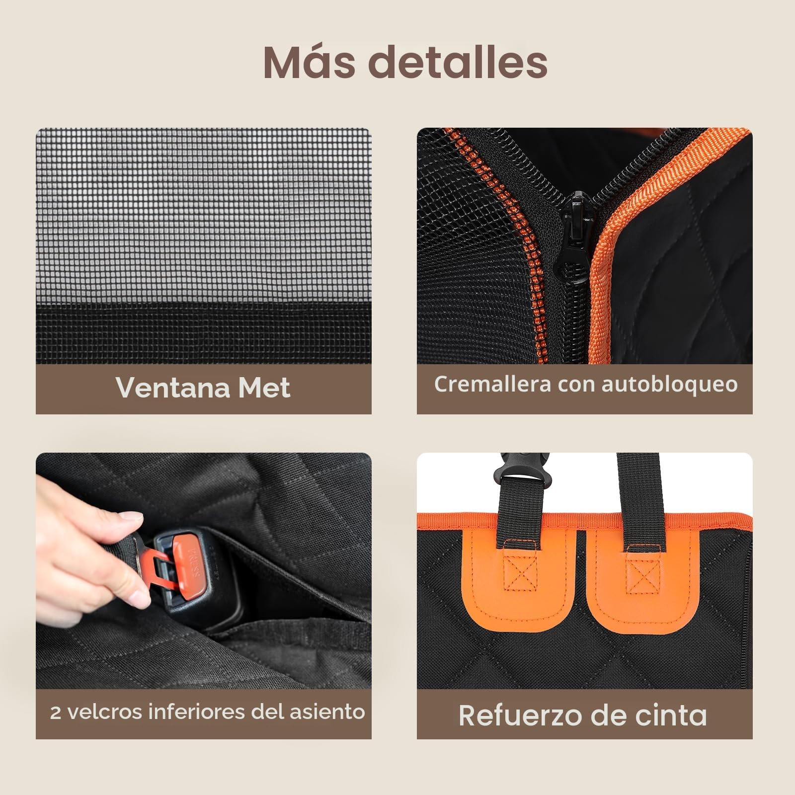 Pecute Asiento de Coche XL 70 x 61 x 55 cm para Perros Medianos y Grandes, Reforzado con 4 Correas de Fijación