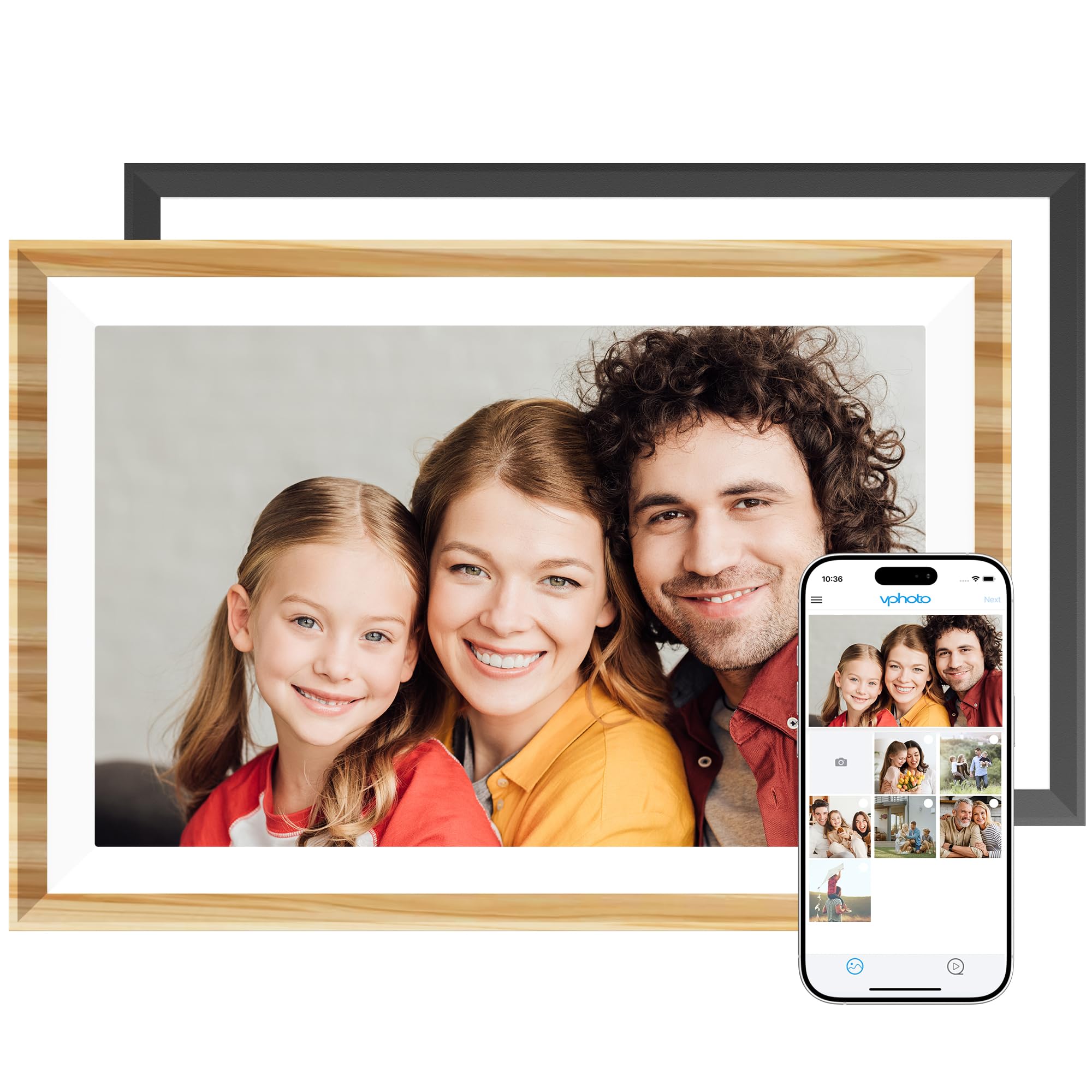 Dragon Touch 10.1'' WiFi Digital Picture Frame with Dual Swappable Snap Frames – 1280×800 HD IPS Touch Screen, Auto-Rotate, Instantly Share Photos/Videos via Free App, Gift for Birthday, Wedding, Mom