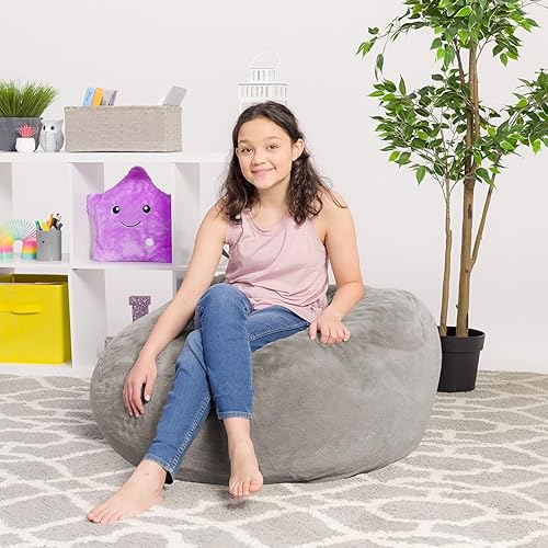 Miniatura 162 de Posh Creations - Sillón puff para niños, adolescentes y adultos, incluye funda extraíble y lavable a máquina, grande de 38 pulgadas, piel de conejo