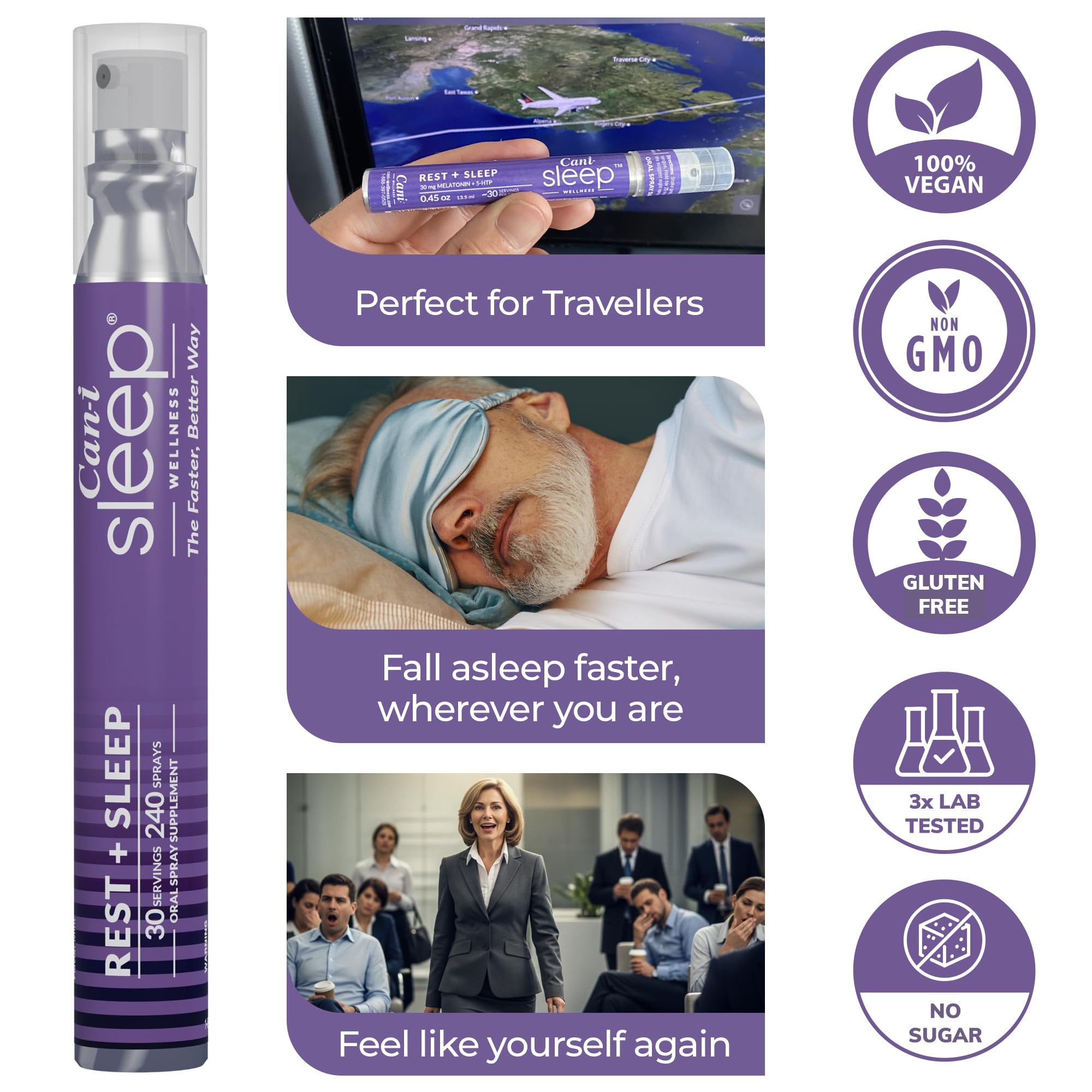 Fast-Acting Shift Worker Sleep Aid, 1 mg Melatonin Spray wih GABA & 5 HTP — Amazon image 6