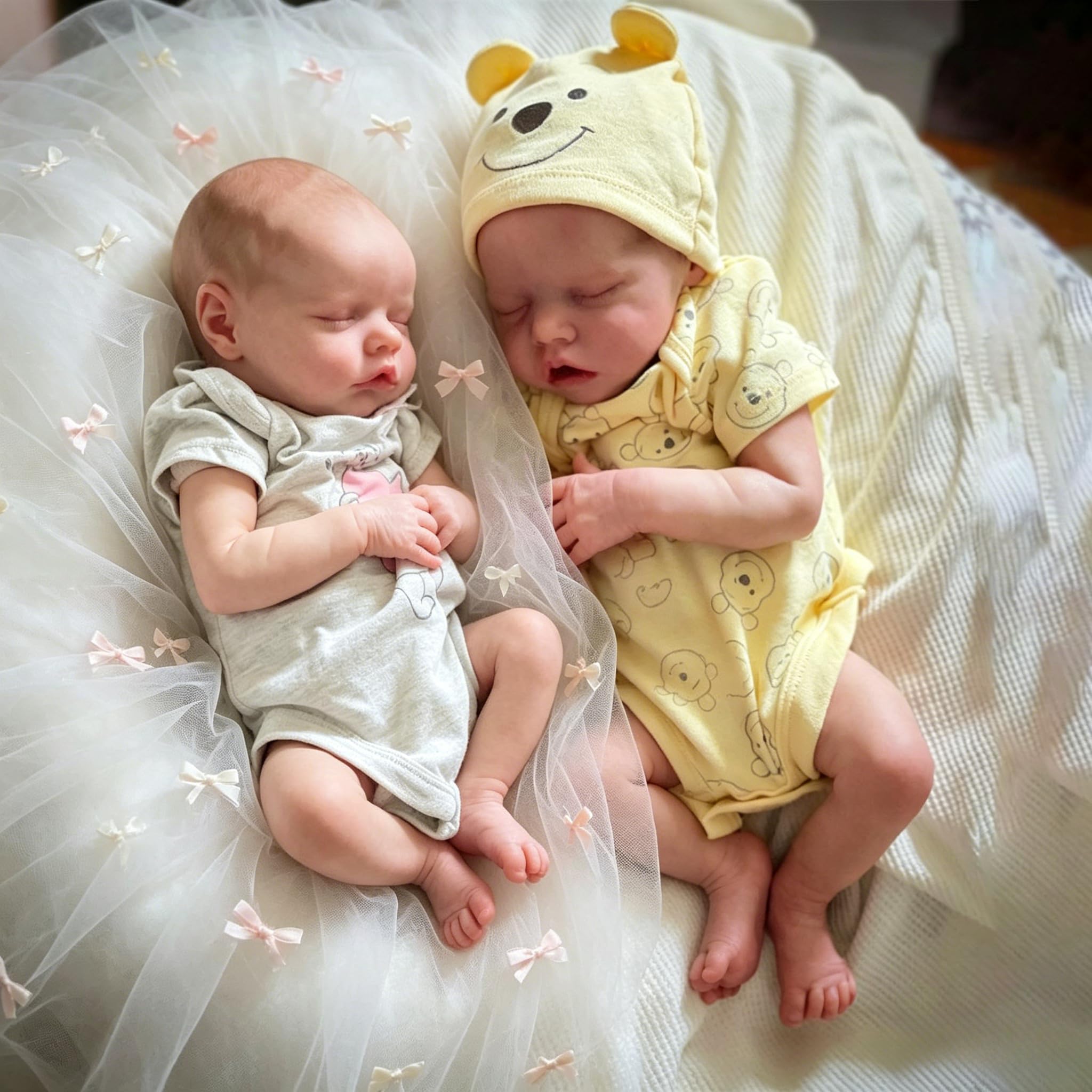 45 cm silikonowe lalki Reborn Baby Dolls Twins Girls Realistyczne miękkie winylowe ciało bliźniaczki siostra lalka bobas realistyczny noworodek śpiące dziewczyny bliźnięta lalka niemowlęca