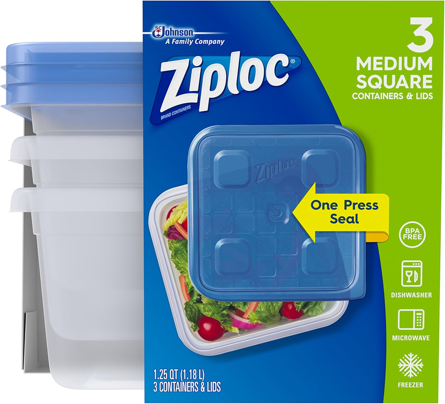 Ziploc Food Storage Meal Prep Containers with One Press