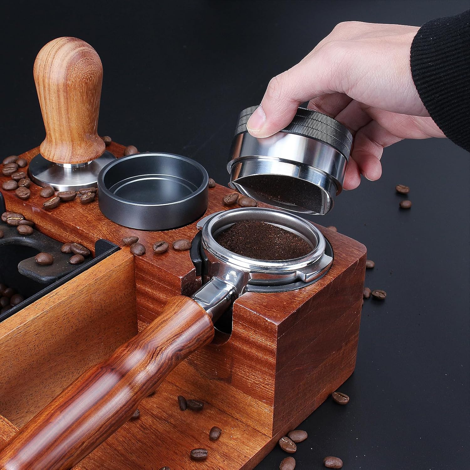 DIBTSA 58.5mm Coffee Distributor, Espresso Distribution Tool, Adjustable Depth Coffee Leveler, Compatible with ECM, Gaggia, La Marzocco, Rancilio Rocket and E61 Grouphead Machines