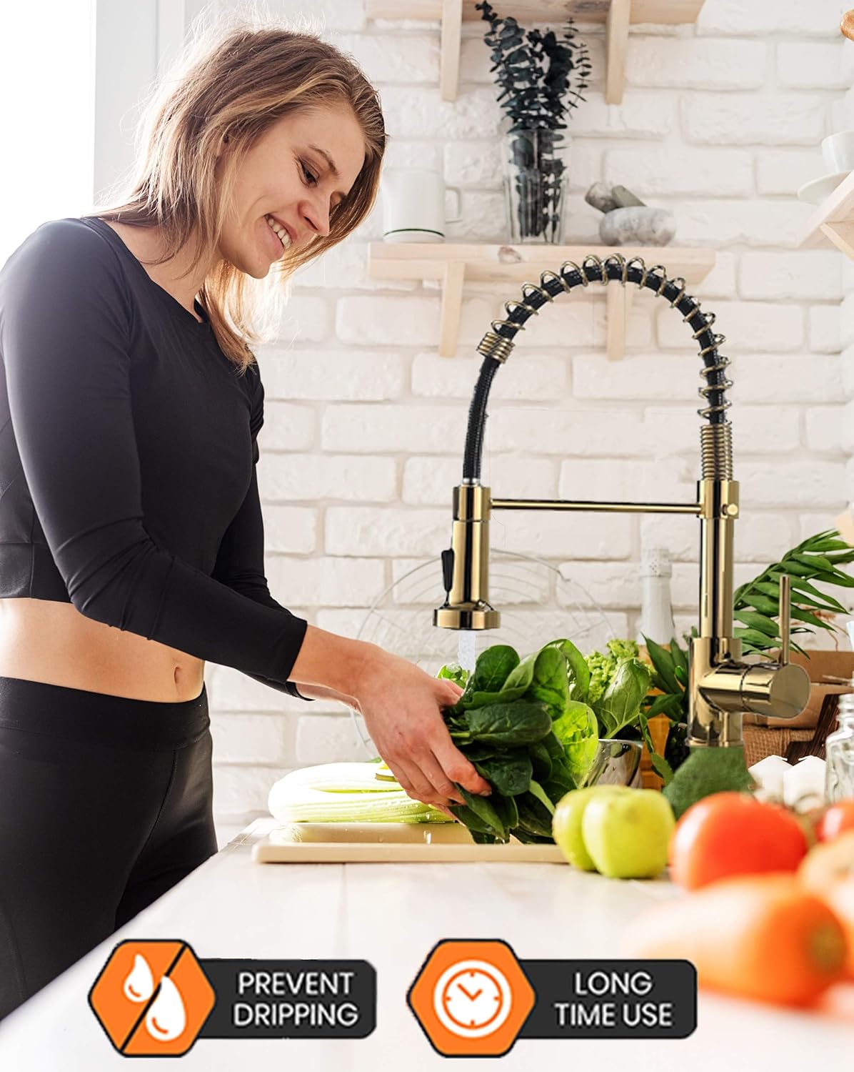 Hоt Dеаlѕ GÜMÜ- Kitchen Faucet with Pull Down Sprayer,Commercial Single Handle High Arc Stainless Steel Brushed Nickel Kitchen Sink Faucet (Black) (Gold)