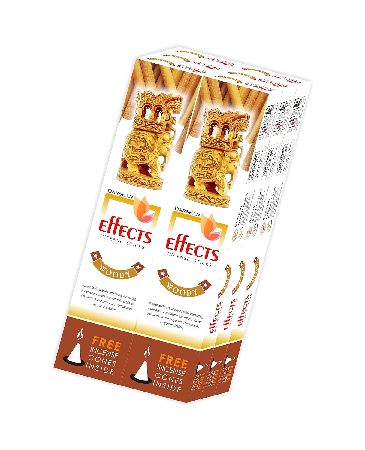 Darshan Incense Charcoal and Saw Dust Incense Effects Woody Sticks (75