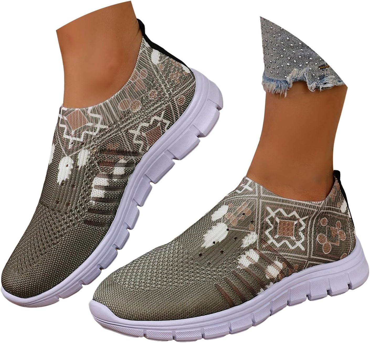 Womens Mesh Athletic Sneakers Fashion Print Orthopedic Running Shoes
