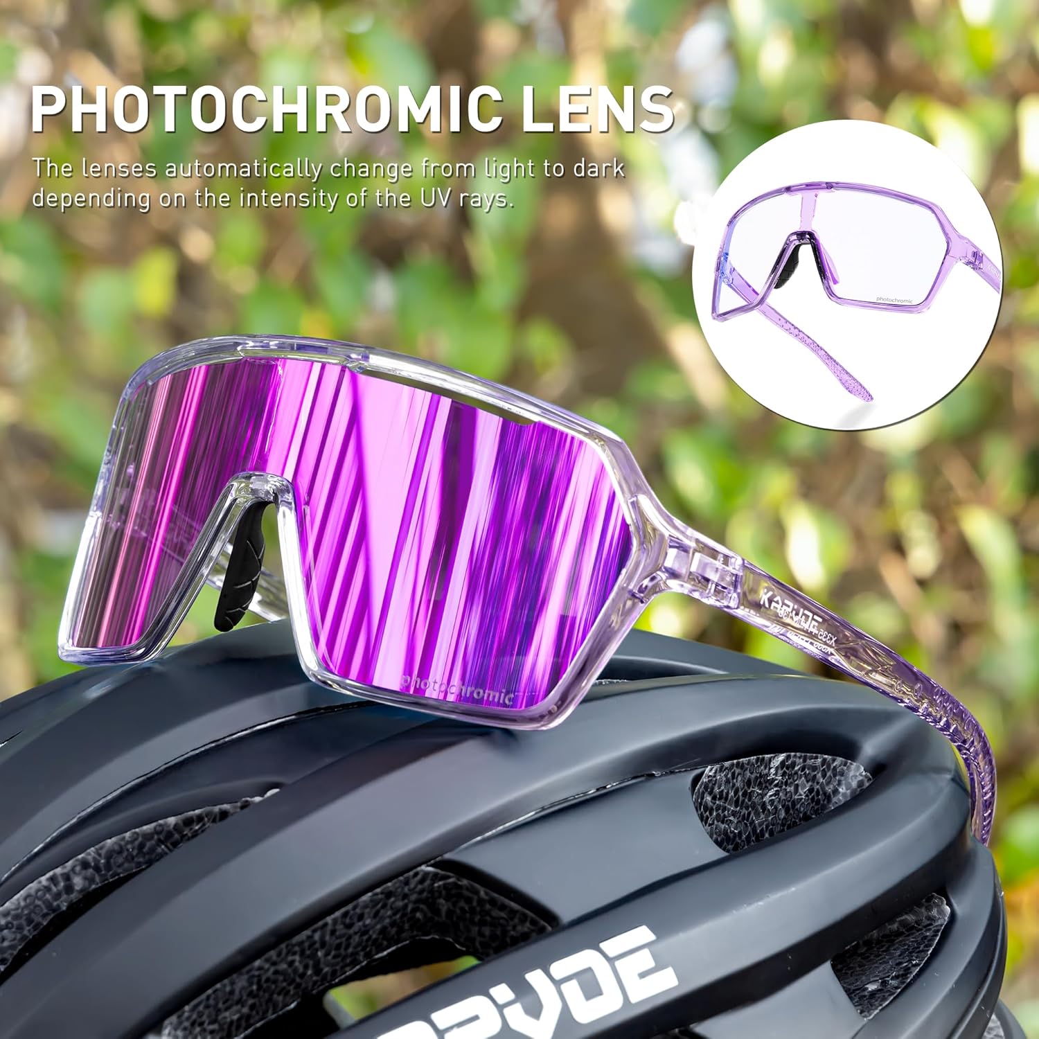 KAPVOE Photochromic Cycling Glasses Men Mountain Bike Glasses Women Clear MTB Sports Sunglasses Bicycle Triathlon Running