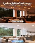 LVWIT 4 Inch 5CCT LED Downlight, 7W 700 Lumens Dimmable Pot Lights with Night Light, IC Rated Retrofit LED Recessed Lighting, 6 Pack (2700K/ 3000K/ 4000K/ 5000K/ 6000K- 5CCT)