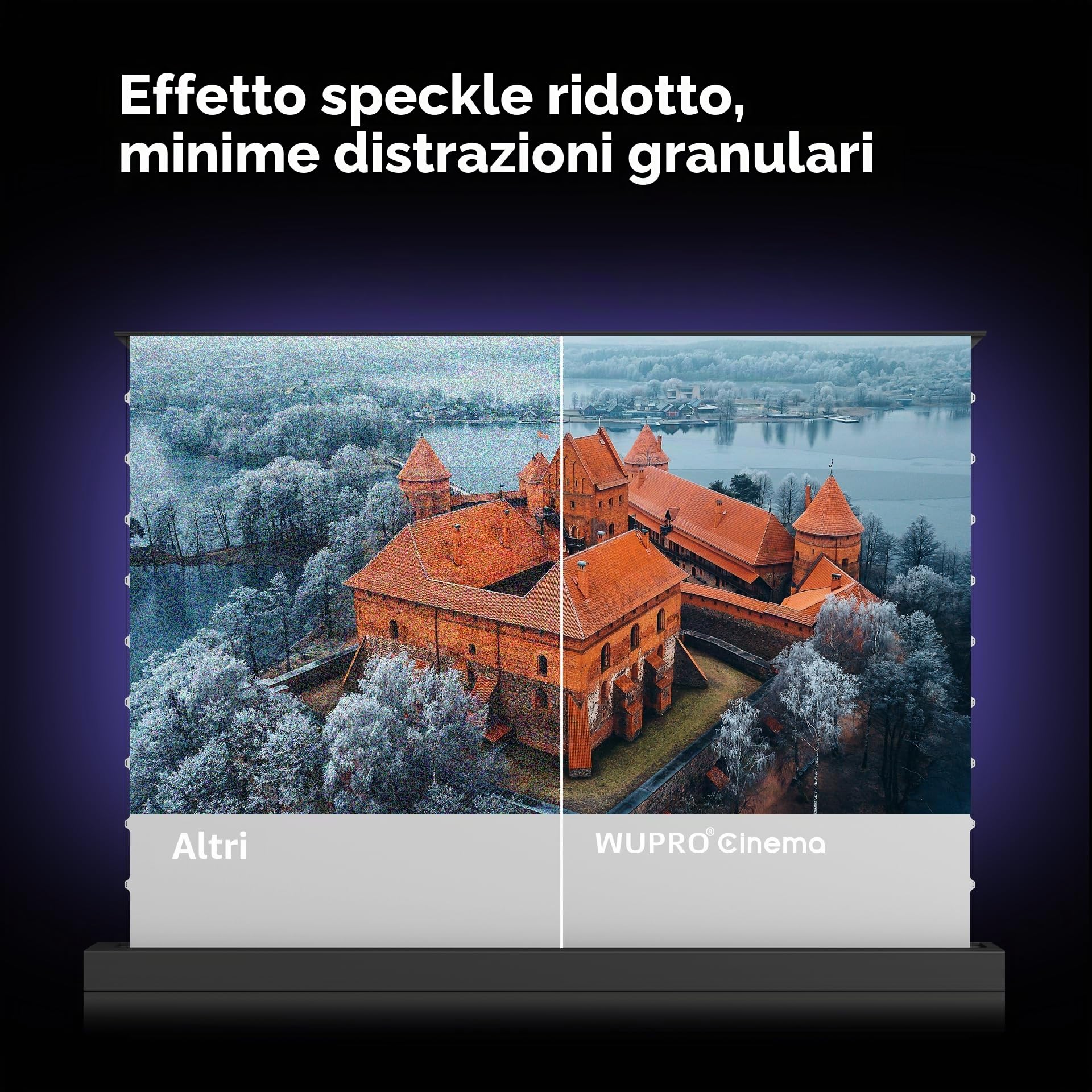 LeApex Schermo di Proiezione Retrattile Elettrico Gray Fabric - Schermo Intelligente Universale 4K Ultra HD 3D Attivo 100 Pollici per Tutti i Tipi di Proiettori