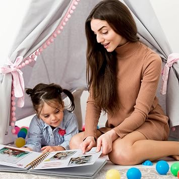 12 x 12 Inch DIY Scrapbook Photo Album Linen Cover 40 Blank White Pages for Memory Book Travel Wedding and Baby Shower