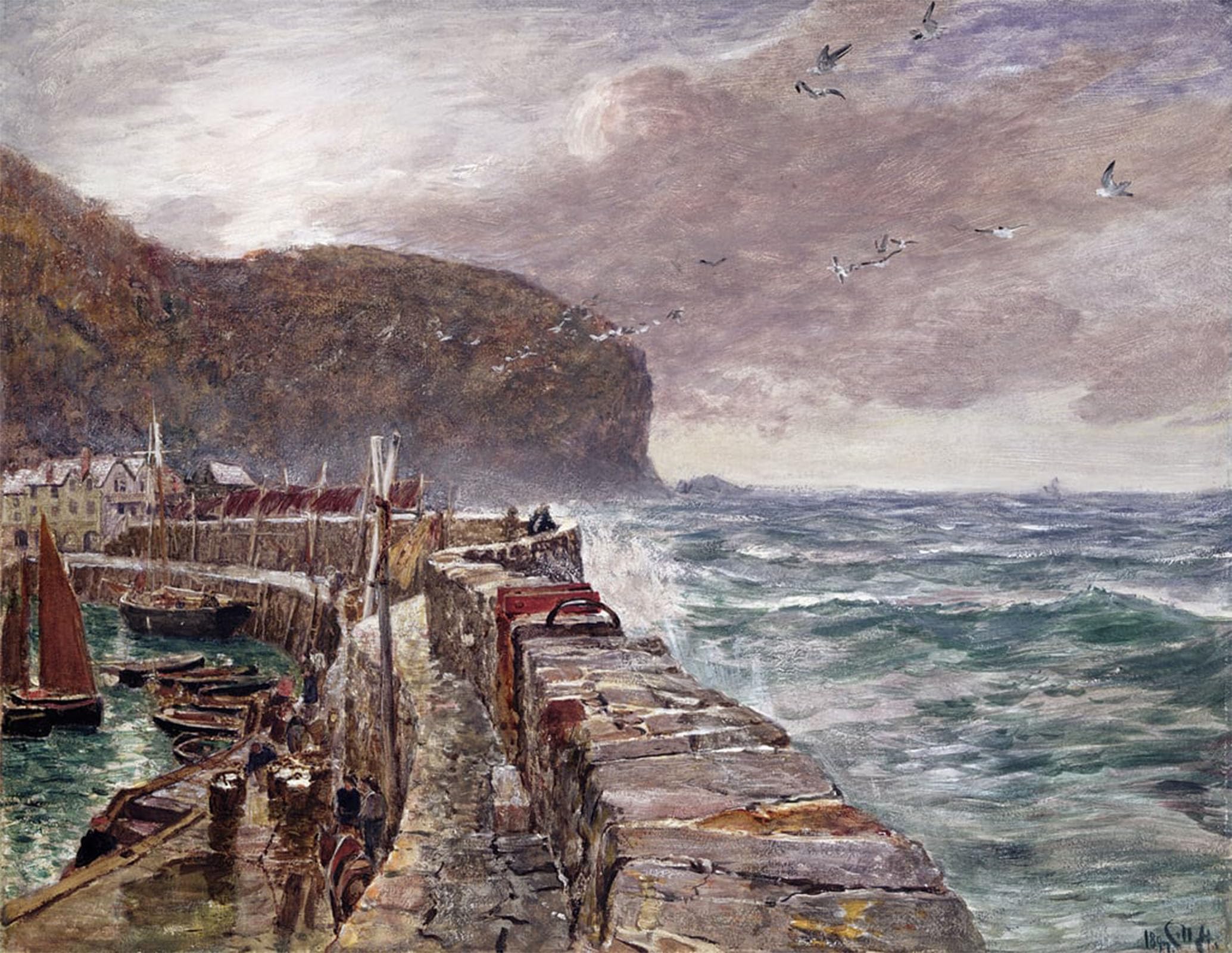 POSTERIIk Famous Animal Posters Vintage Picture Clovelly Pier by Charles Napier Hemy Modern Wall Decor for Home Decor 60x90cm