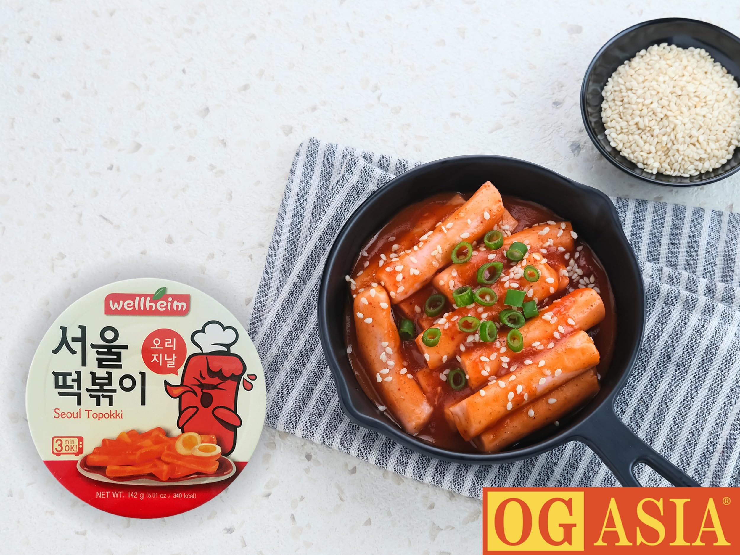Wellheim Seoul Original Spicy Tteokbokki Confezione doppia – torta di riso coreana in tazza – gusto originale piccante – 2 x 142 g – OG ASIA – 284 g (originale affilato)
