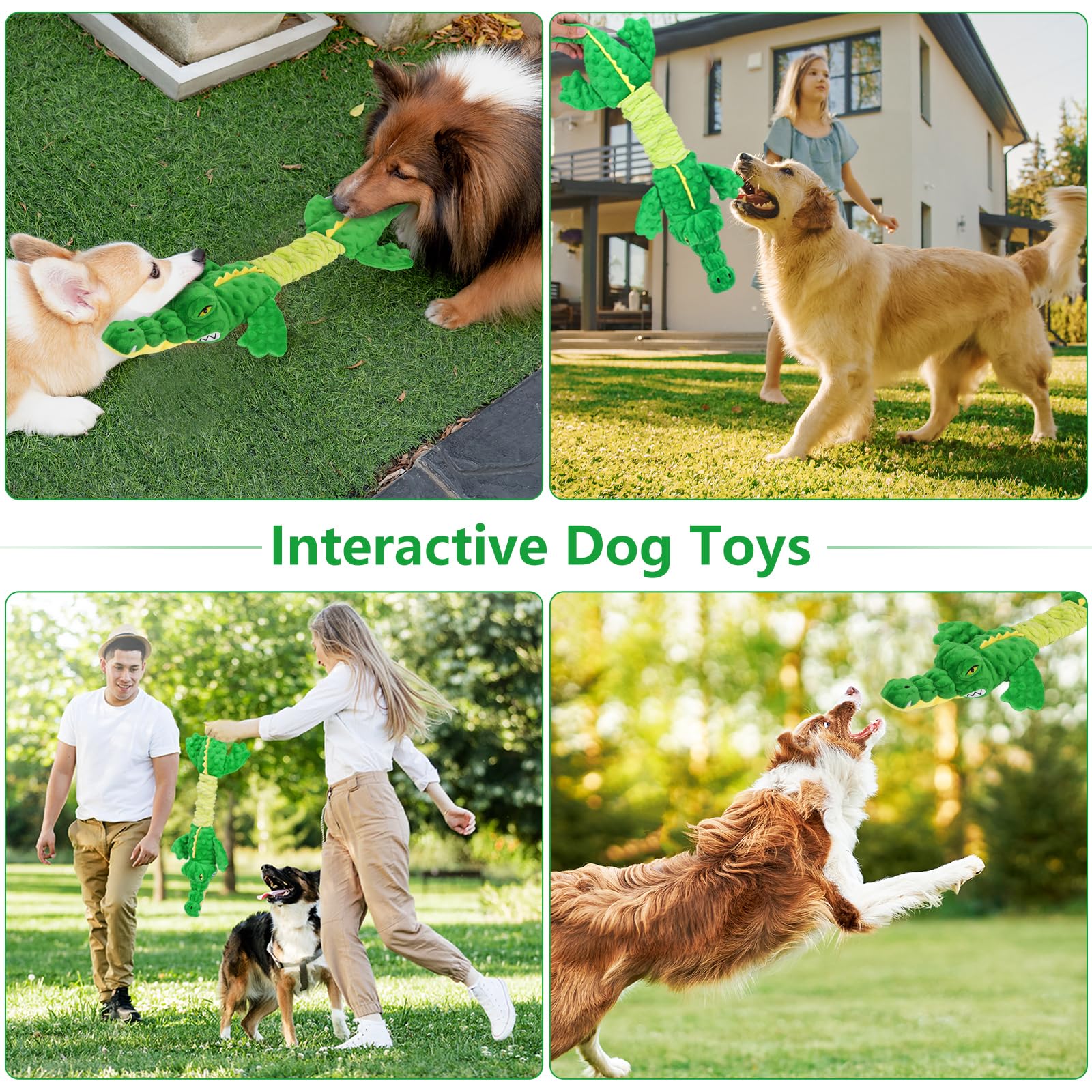 Juguetes grandes chirriantes para perros, juguetes interactivos para cachorros con papel arrugado, juguete para perros de tira y afloja, juguetes masticables de peluche para razas pequeñas, medianas y