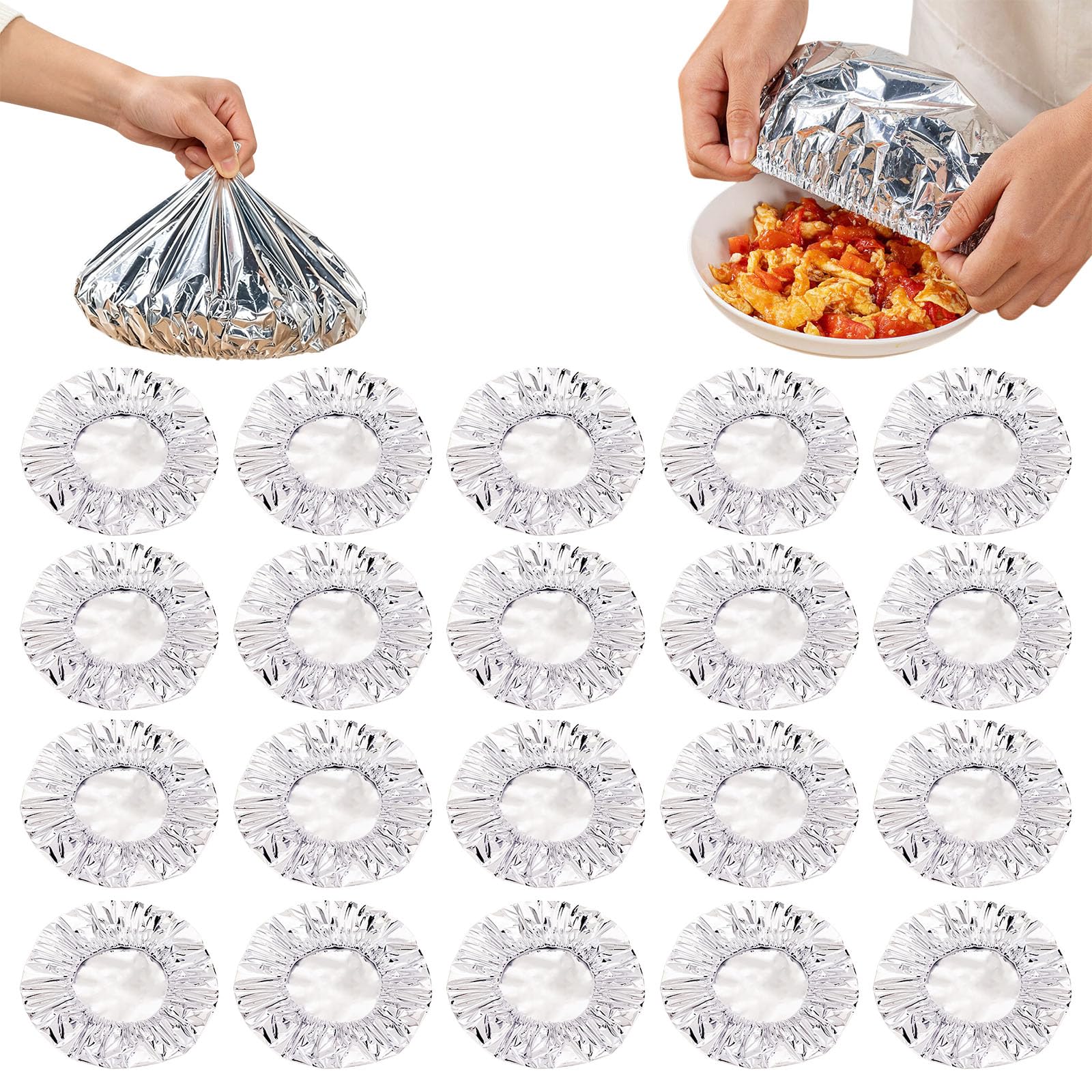 100 PCS Reusable Aluminum Foil Food Covers for Leftovers, Meal Prep & Busy Families (100 PCS)