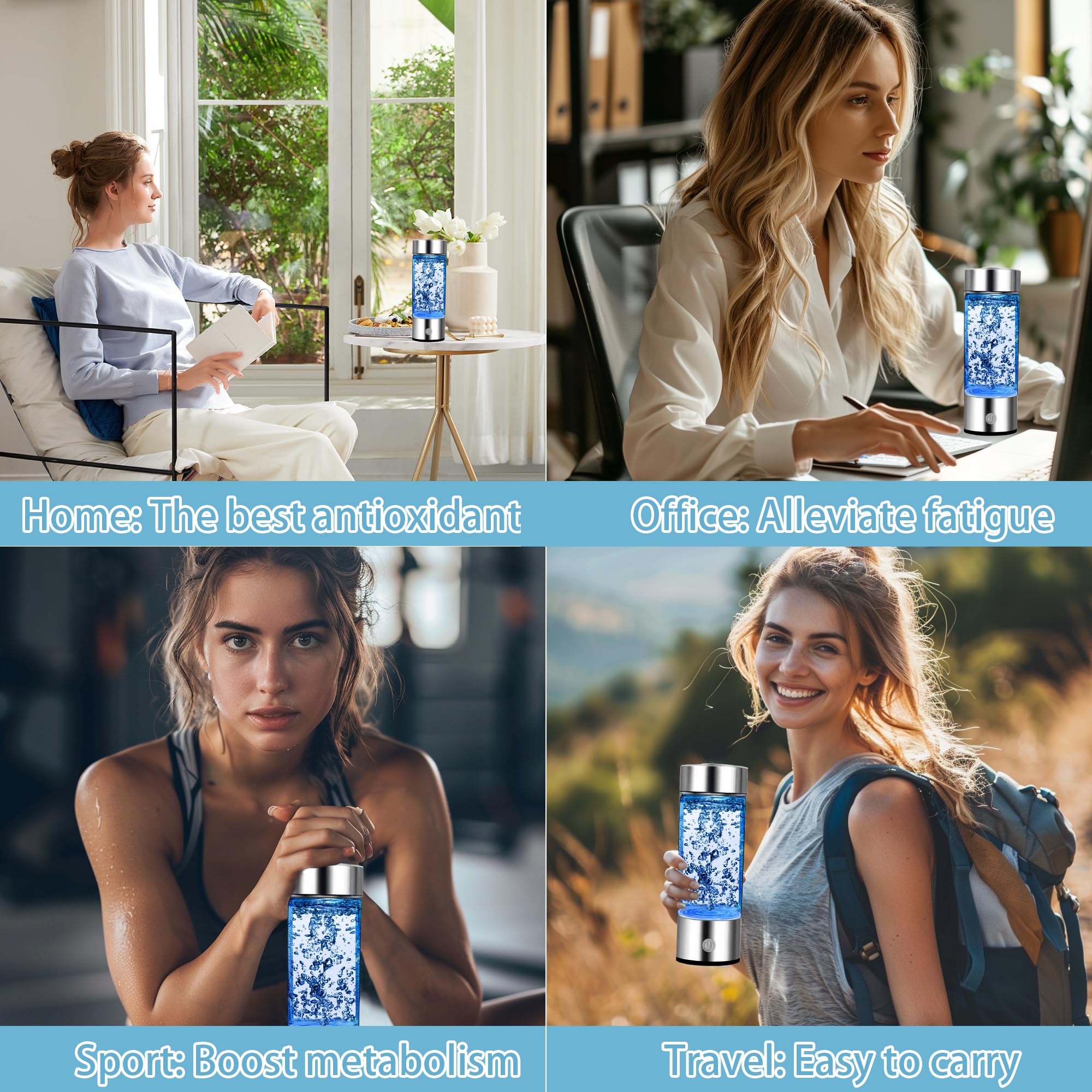 Generatore di Idrogenata,Ricco di Idrogeno Acqua Ioni Generatore,Portatile Tazza Ricca di Idrogeno Bottiglia D'Acqua Ricca di Idrogeno Creatore di Ioni Filtro,Ionizzatore D'Acqua In Vetro