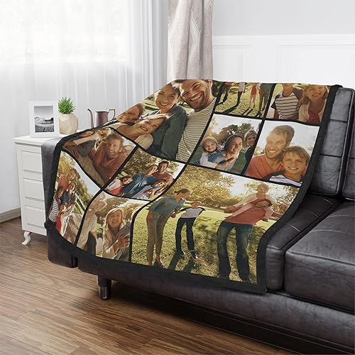 Miniatura 4 de Manta personalizada con collage de texto fotográfico, manta personalizada con imágenes, regalos conmemorativos personalizados para mamá, papá,
