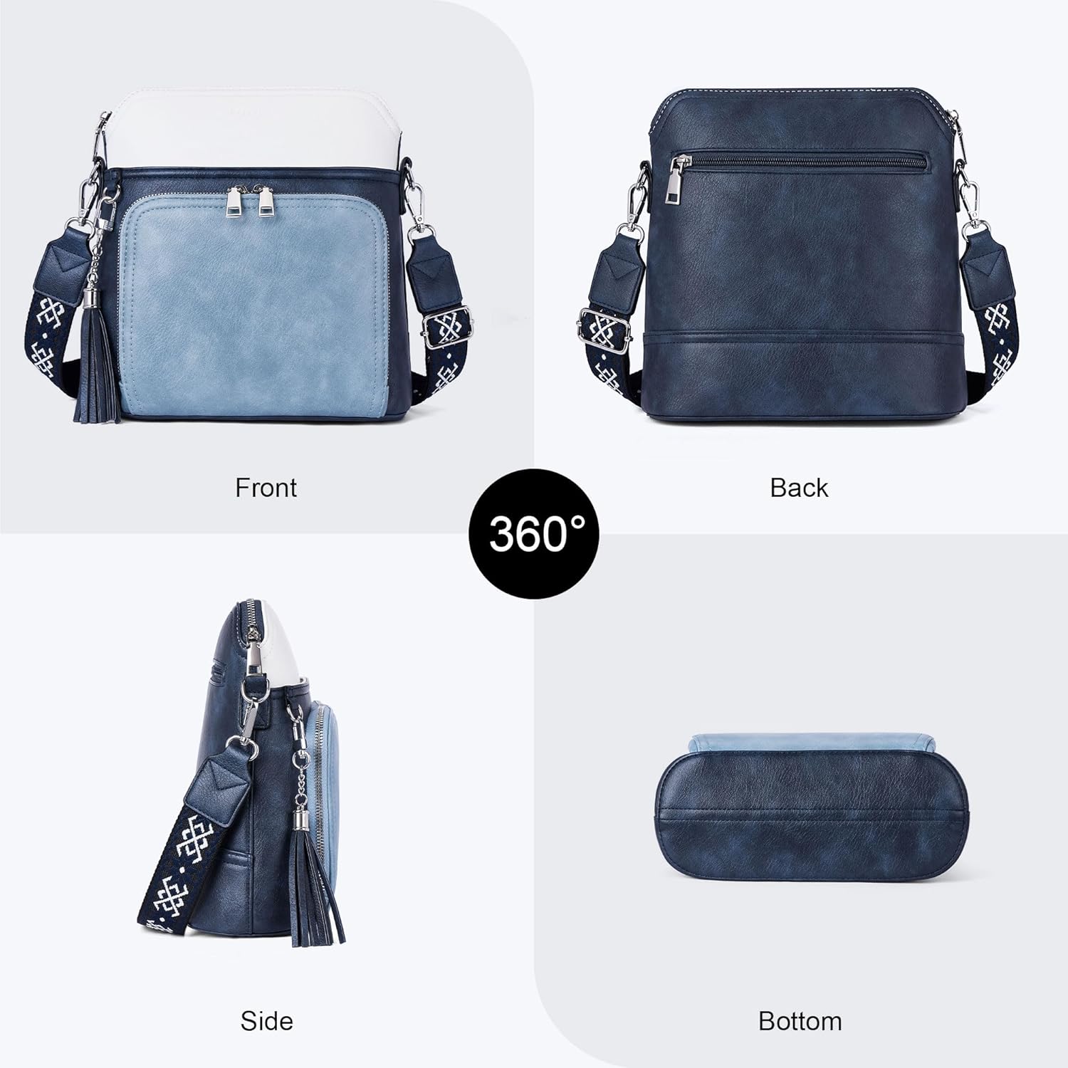 Roulens Crossbody Purse for Women Vegan Leather Medium Crossbody Wallet Bag for Travel Women Shoulder Handbags with Tassel