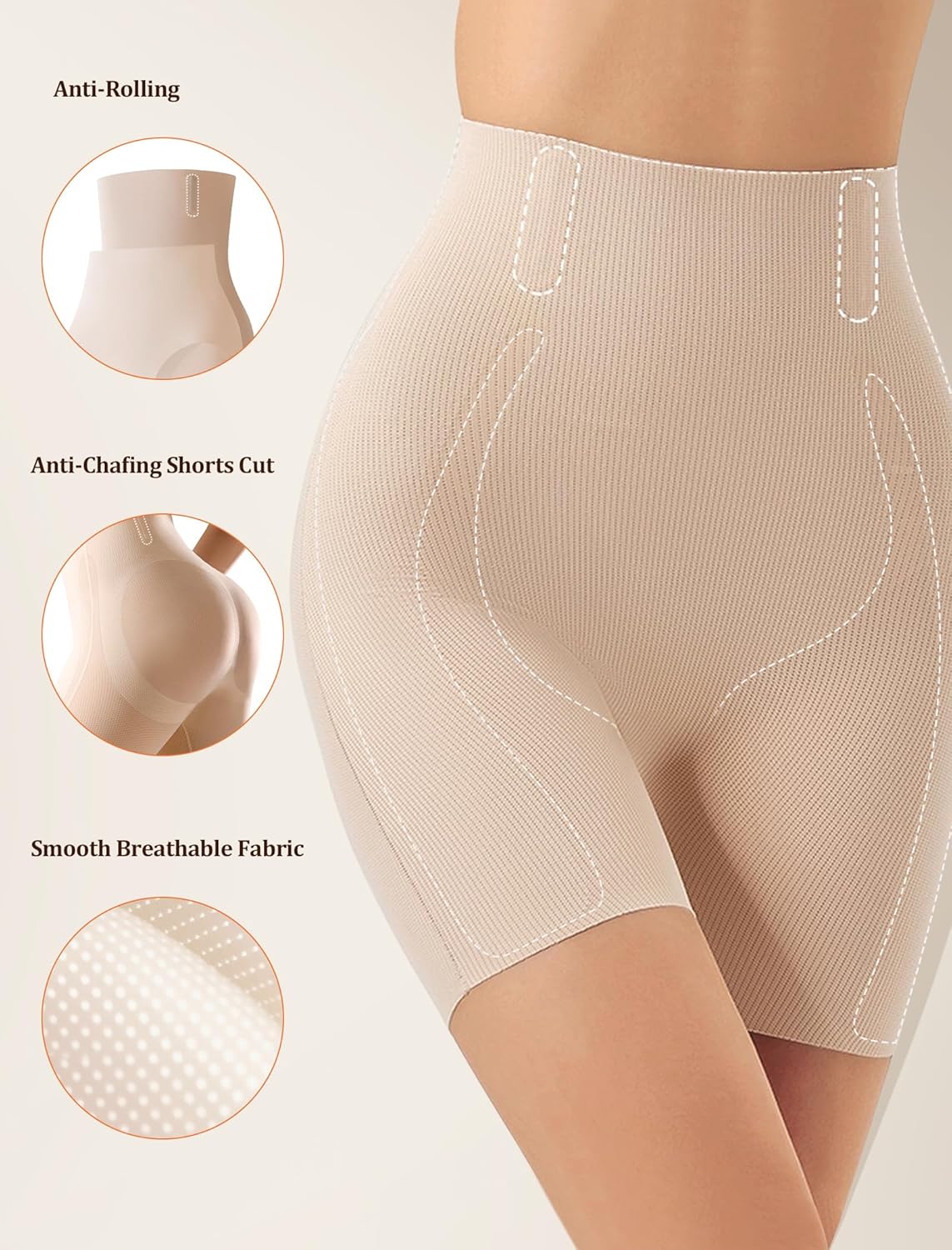 Shapewear for Women High Waisted Tummy Control Shorts Butt Lift Boning Support, DIY Cutting, Invisible Under Dress - Image 3