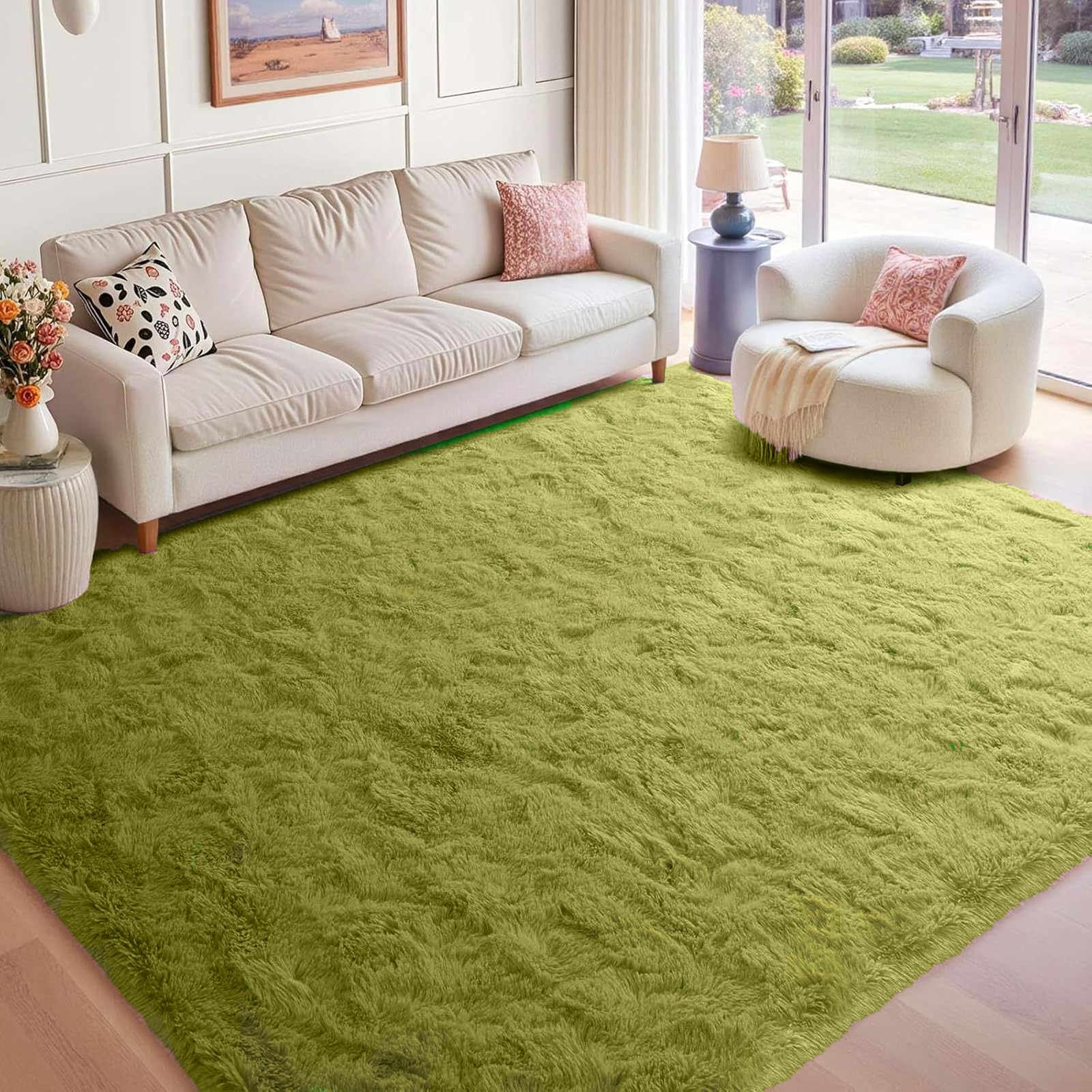 Tapis de décoration 145x240 cm vert pour descente de lit cocooning