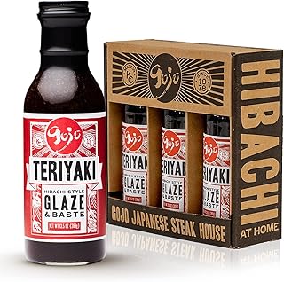 Gojo Teriyaki Hibachi Glaze & Baste Sauce – Sweet & Savory Japanese Marinade, Perfect for Grilling, Stir-Fry, Noodles & Wings, 12oz - 3 pack