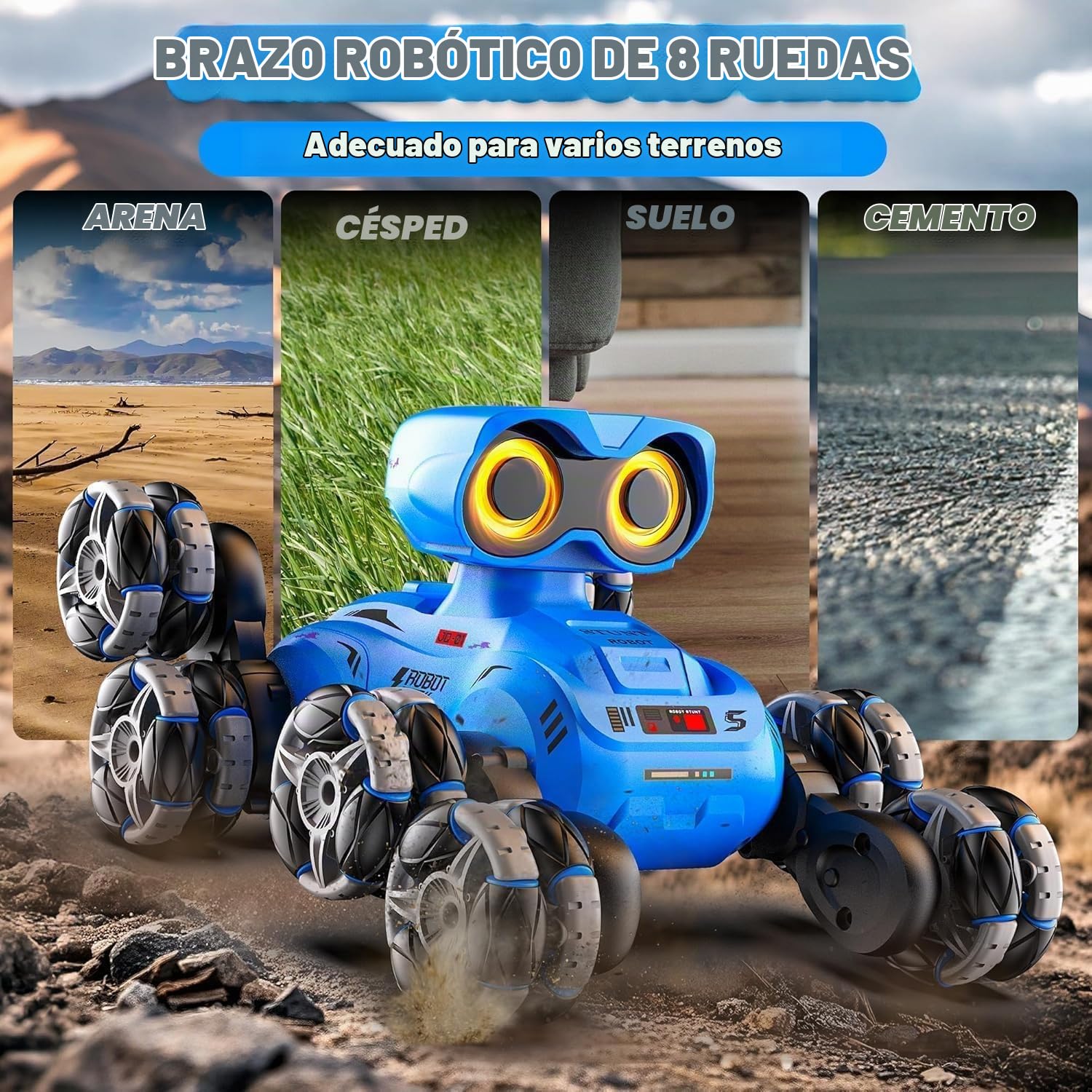Coche Teledirigido Todoterreno 8WD 4x4,Control 2.4Ghz,Baterías Recargables | Baterías 60+ Minutos RC Car,CocheTeledirigido para niños 3-12, El regalo ideal para cumpleaños y fiestas