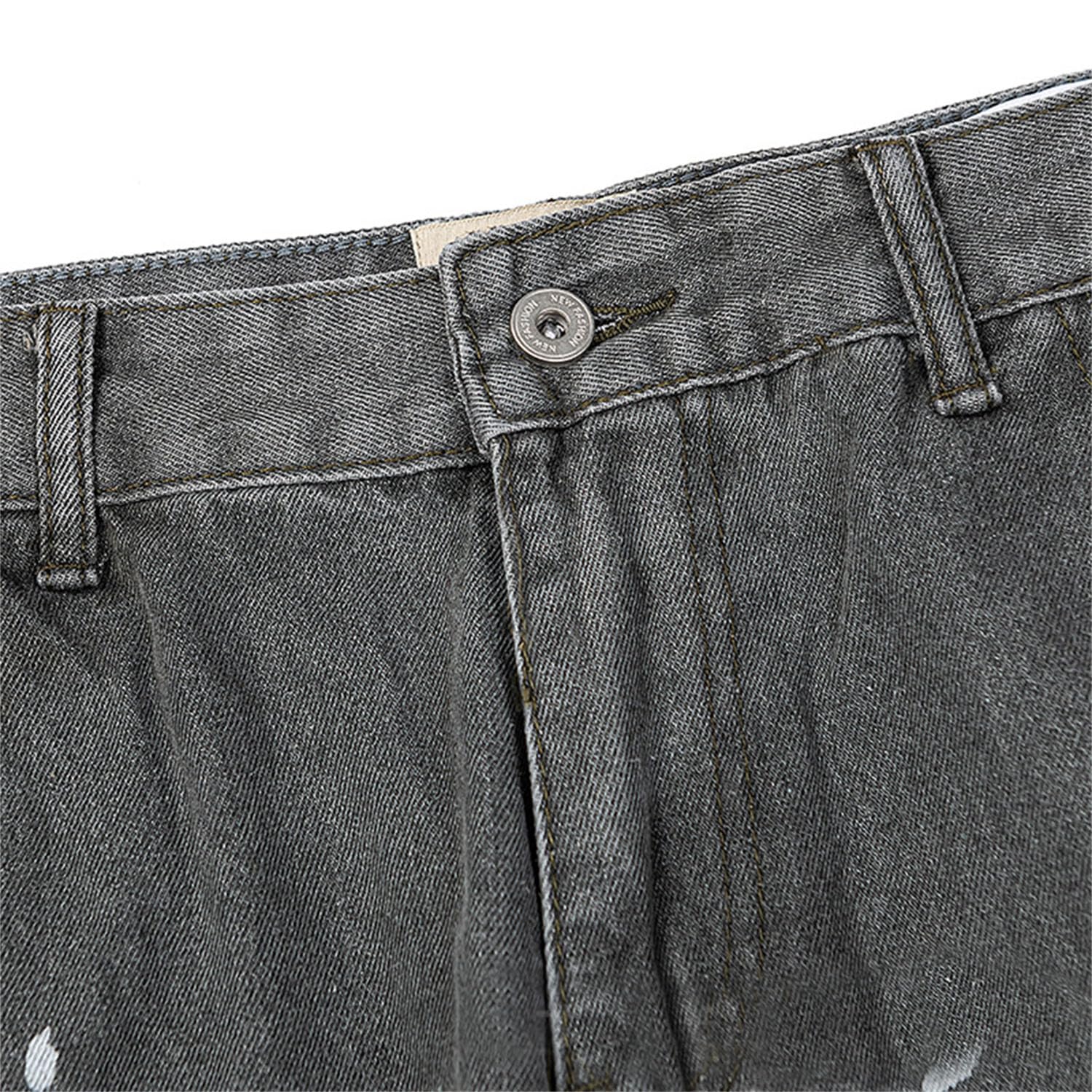 Genérico Nostalgic Retro Unisex Couple Jeans - Estilo Callejero, Lavado Micro-Flared, Patchwork Negro Y Azul, De Moda Suelto para Hombres Y Mujeres