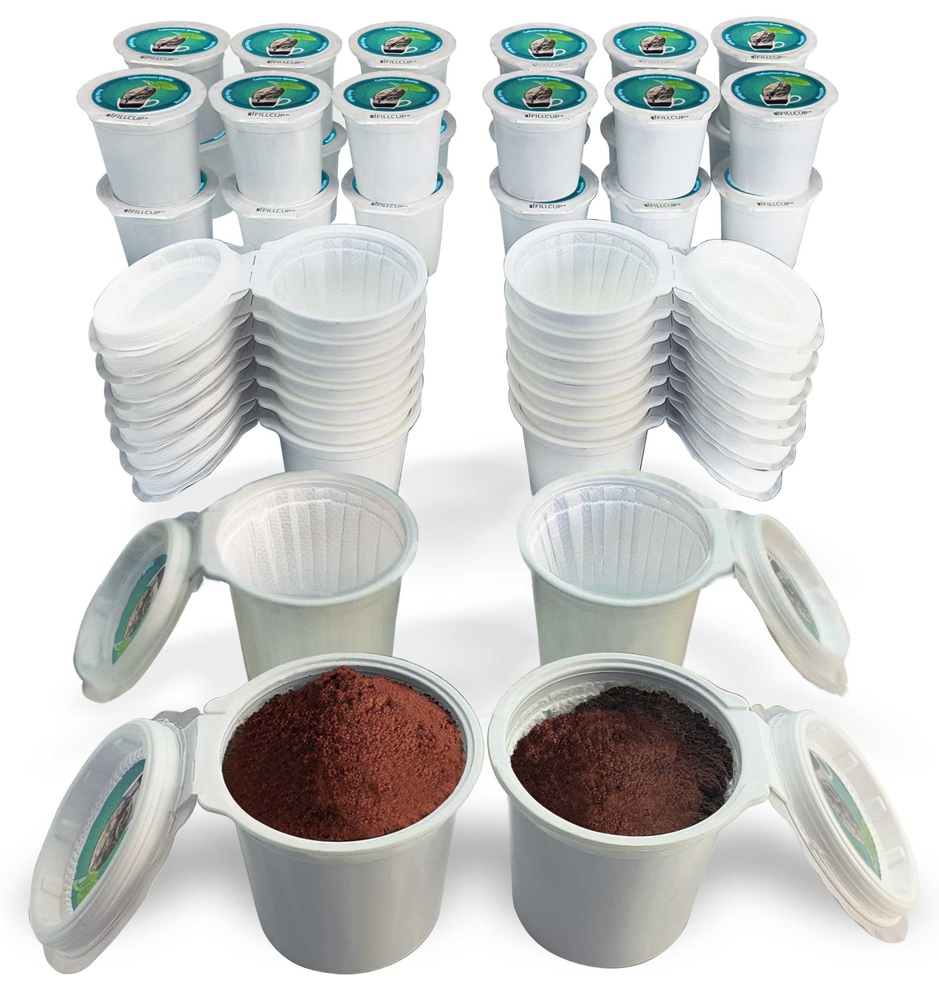 iFillCup Pods – 42 pack Fillable and Limited Reusable Pods for use in Keurig brewers. Zero sediment Gold Medal coffee quality. Universally compatible in single and multi-needle brewers. | Green