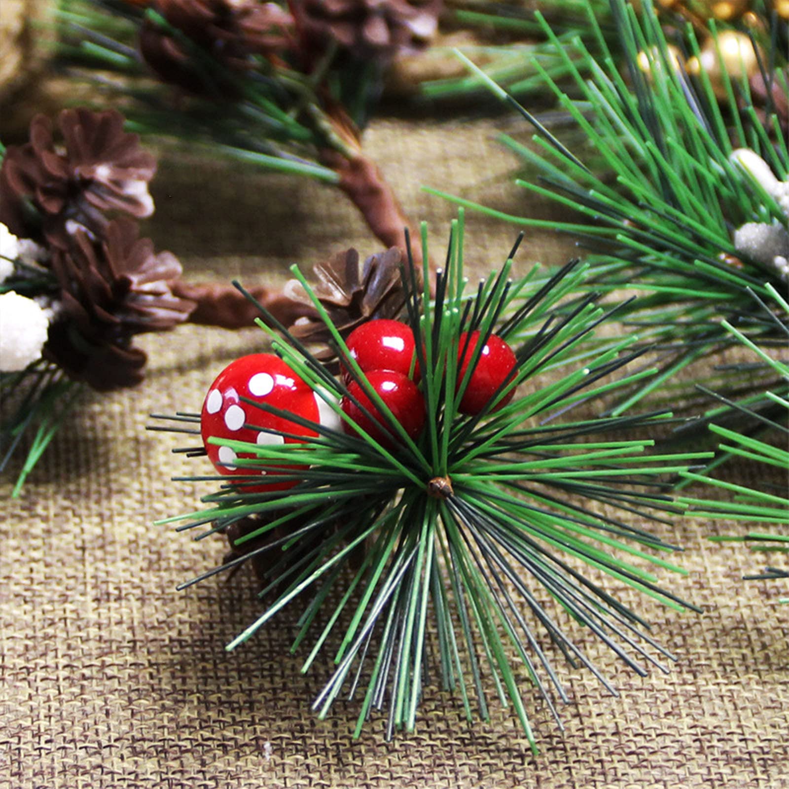 Zweige Weihnachten, Künstliche Kiefern-Picks, 20 Stück goldene Beerenzweige(Gold)