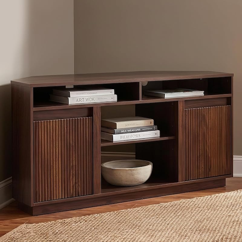 47" Corner TV Stand for TVs up to 55 Inch, Mid Century Entertainment Center image 5