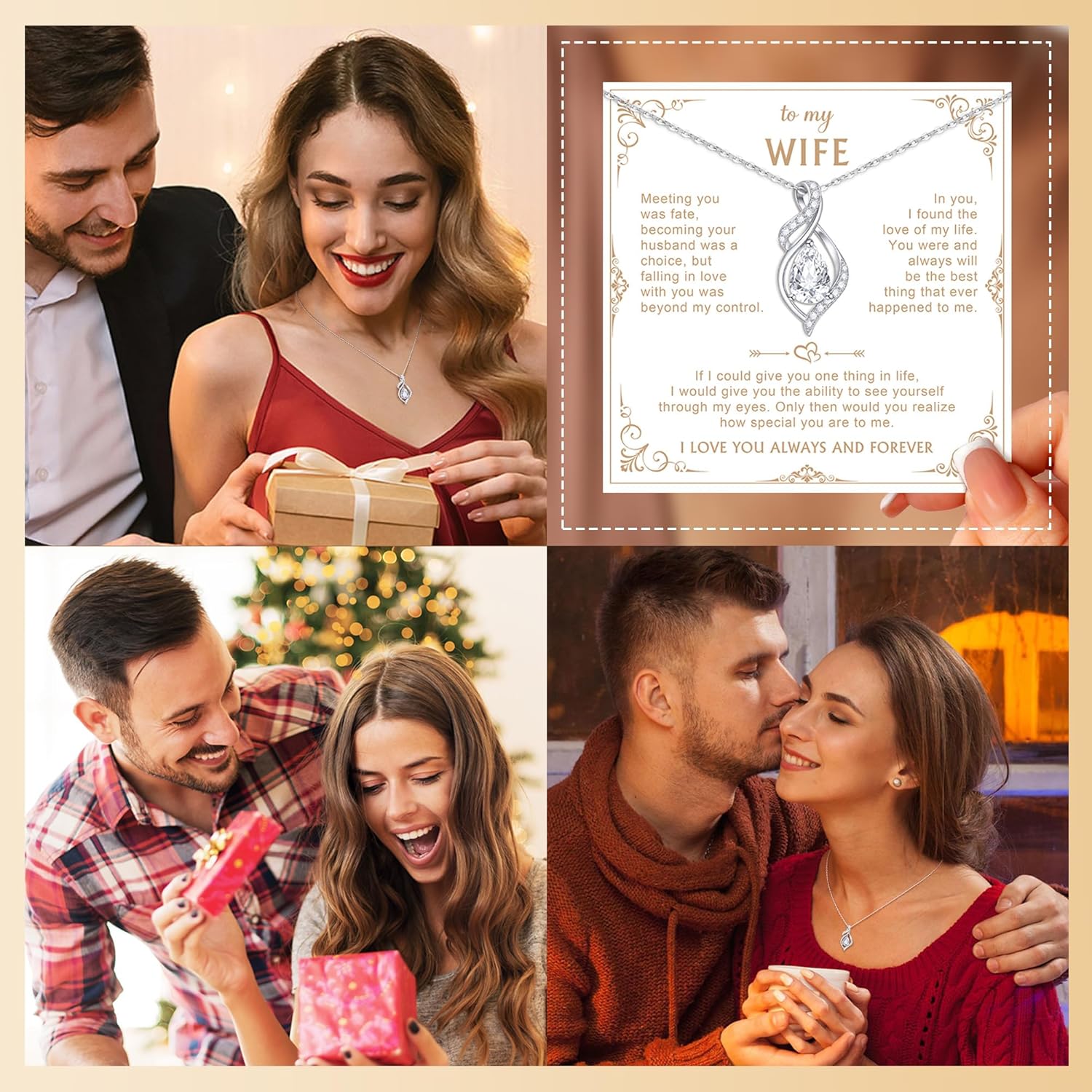 925 Sterling Silver Necklace Jewelry for Women- Exquisite Zircon Trendy Dainty Adjustable Chain Forever Love Pendant Necklace Heart Round Teardrop Birthday Anniversary Valentines Day Gift for Wife - Image 2