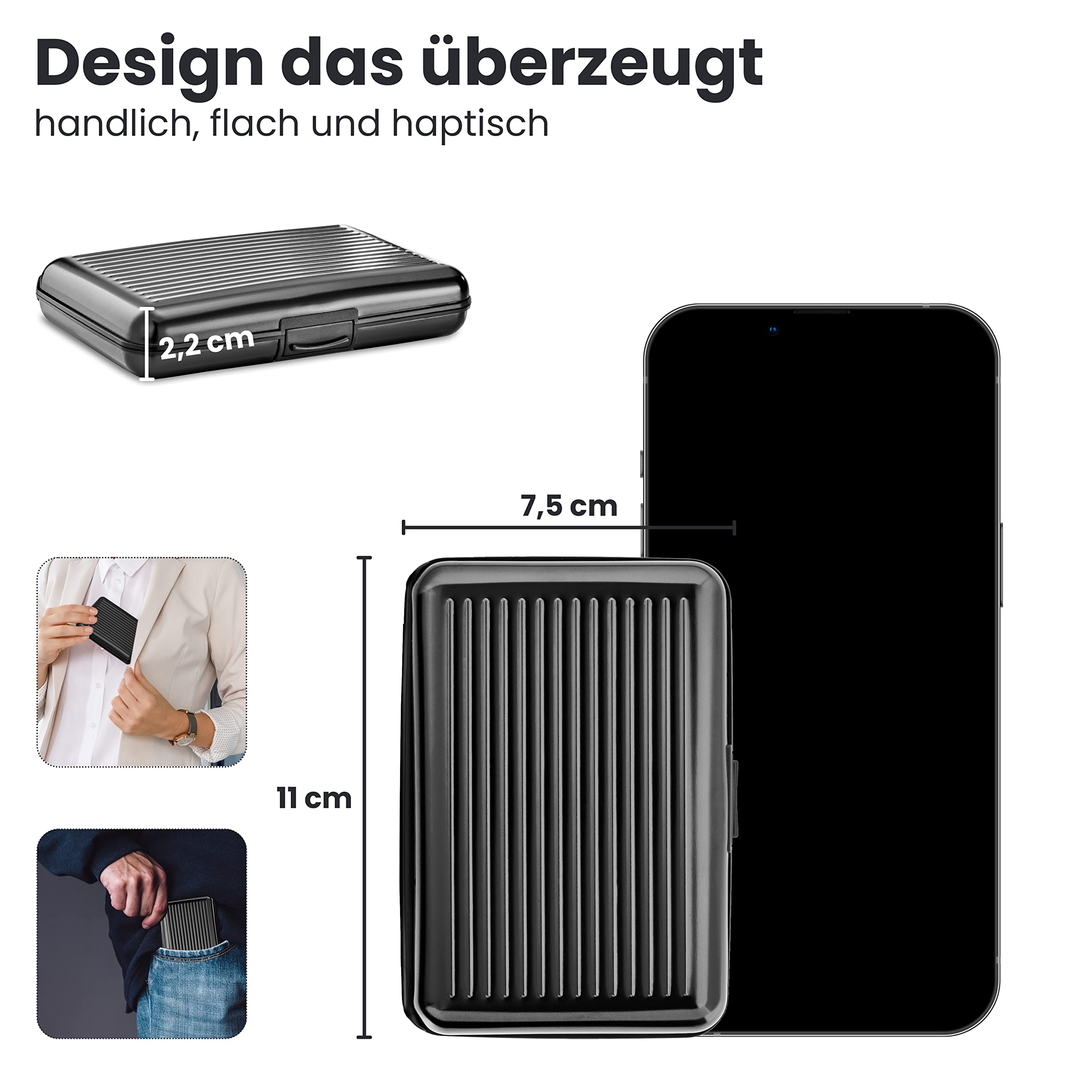 VALLET® Kreditkartenetui aus Aluminium | Ideal als Kartenetui & Visitenkarten Etuis | NFC & RFID Schutzhülle | Schützt Ihre EC-Karten vor unerlaubtem Auslesen | für Damen & Herren