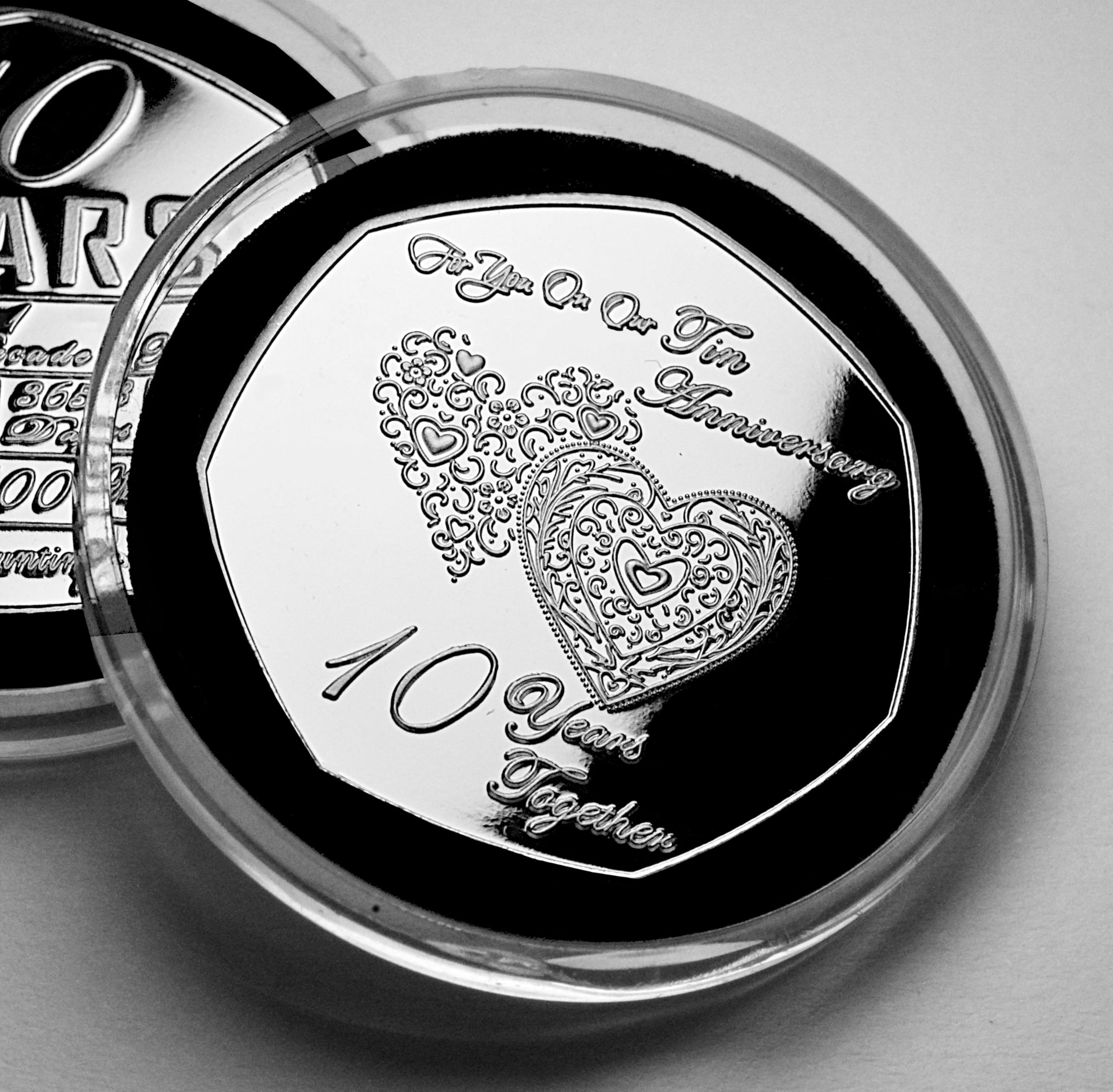The Commemorative Coin Company For You ON OUR 10th TIN ANNIVERSARY Commemorative in Capsule. (NOT WEDDING ANN) 10 Years Gift/Present/Partner.