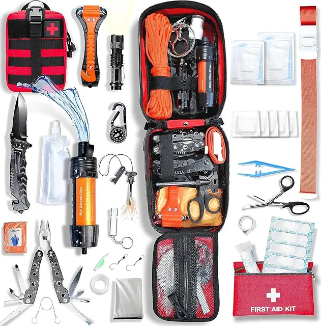 WONCROW Complete Survival Gear Kit with First Aid Equipment & Multi-Tool