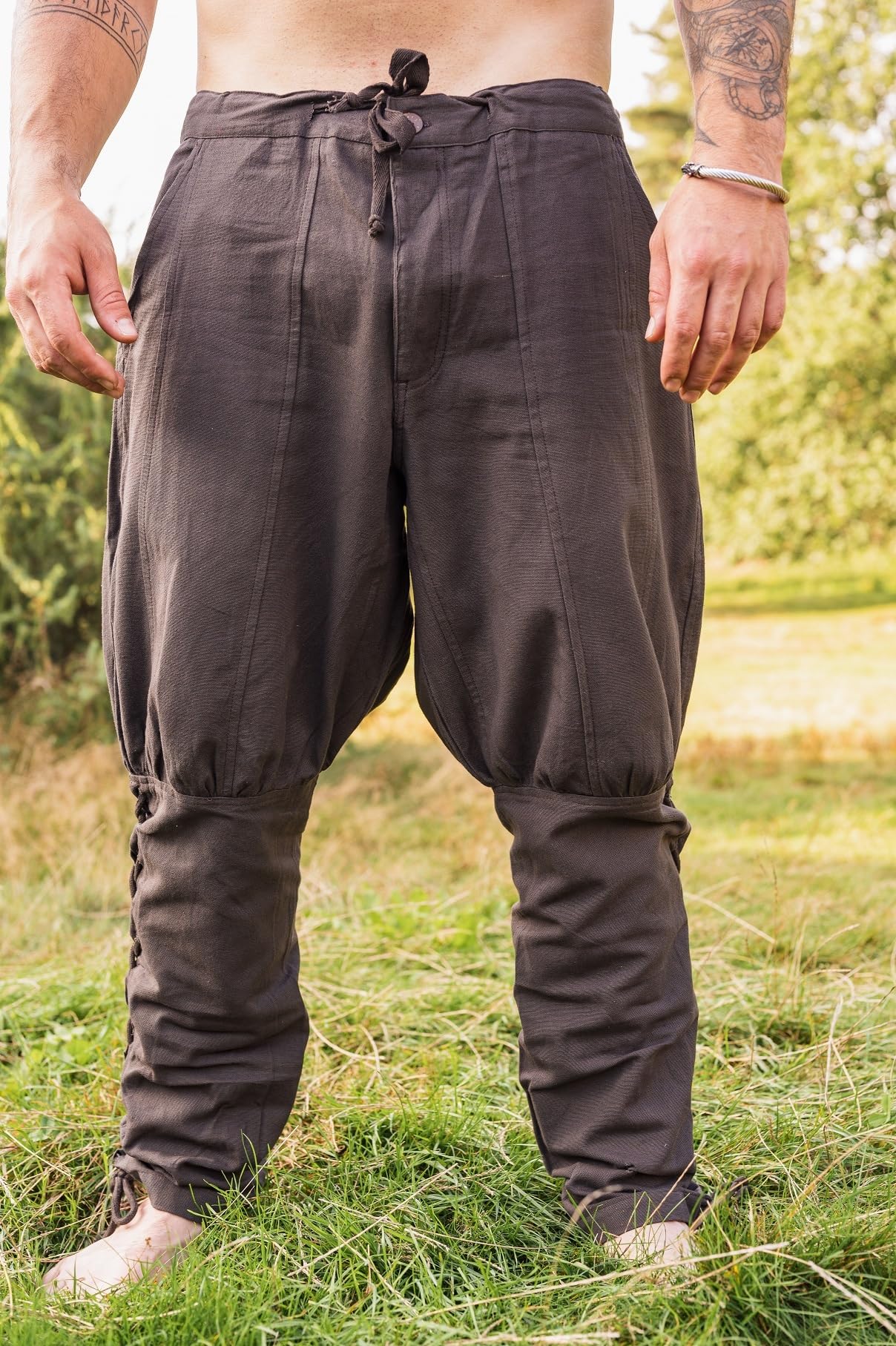 Leonardo Carbone® Magnus, pantaloni vichinghi, con lacci delle gambe, pantaloni da uomo, abbigliamento medievale, pantaloni vichinghi, costume, abbigliamento festival, LARP, cosplay, pantaloni per il