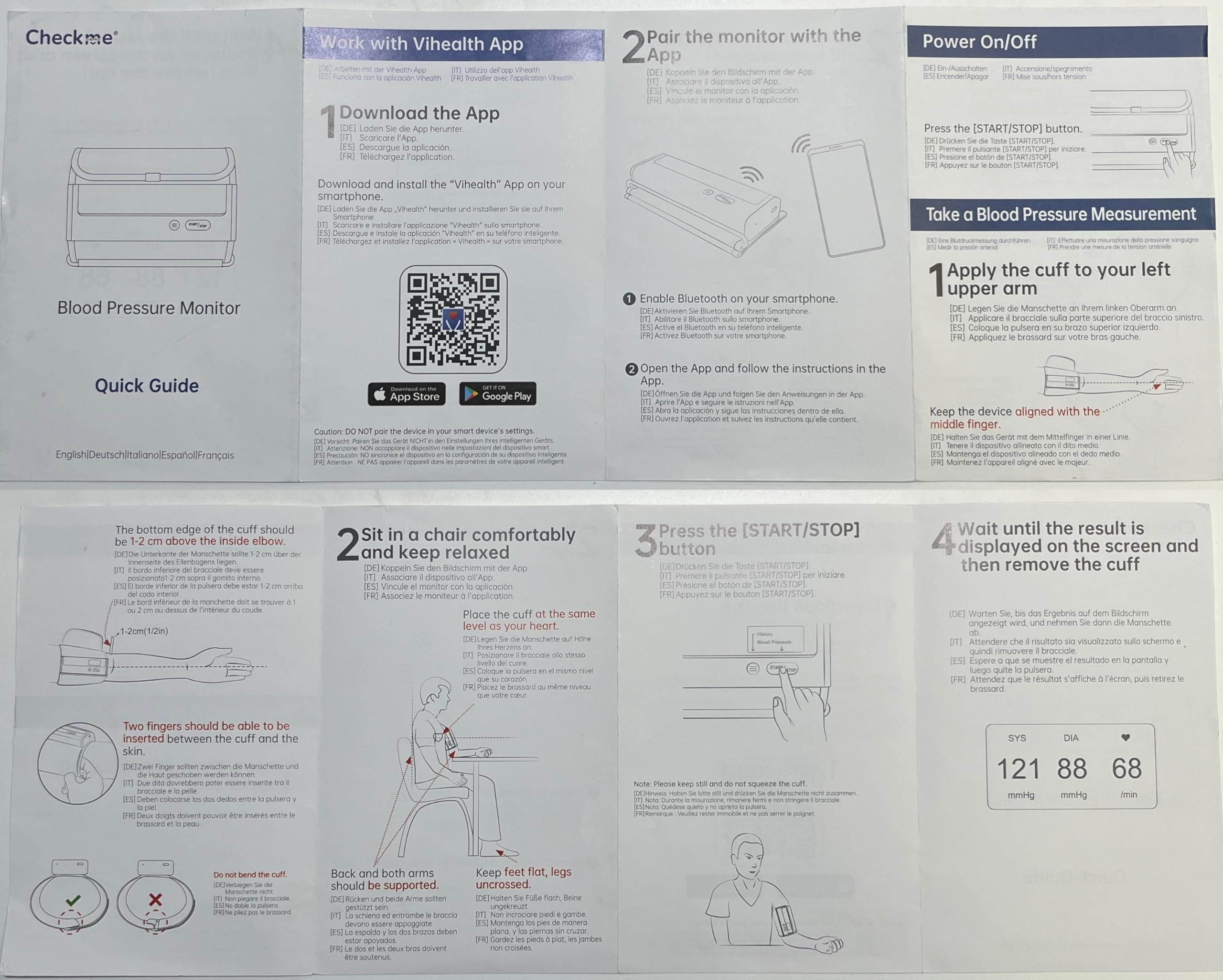 Checkme Bluetooth Blood Pressure Monitor for Home Use, Upper Arm Blood Pressure Machine with Wireless Large BP Cuff, Portable Digital BP Monitor, Reports for iOS & Android