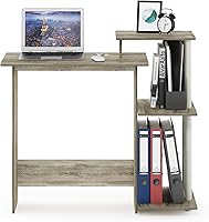 Vista 100 de Furinno - Escritorio compacto para computadora con estantes, Tablero de partículas, Marrón oscuro