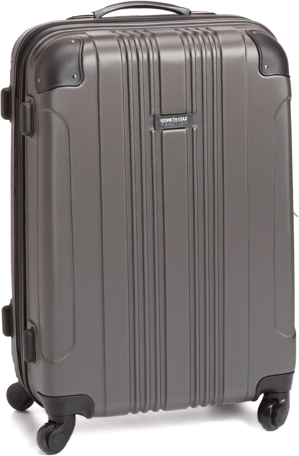 Kenneth Cole Reaction Out of Bounds Wheel Upright Carry-on Luggage, Charcoal, 24-Inch Checked, Out of Bounds Luggage Collection Lightweight Durable Hardside 4-Wheel Spinner Travel Suitcase Bags