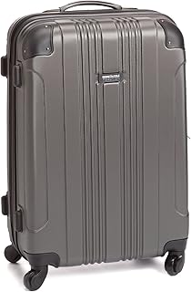 Out of Bounds Lightweight Hardshell 4-Wheel Spinner Luggage, Charcoal, 24-Inch Checked