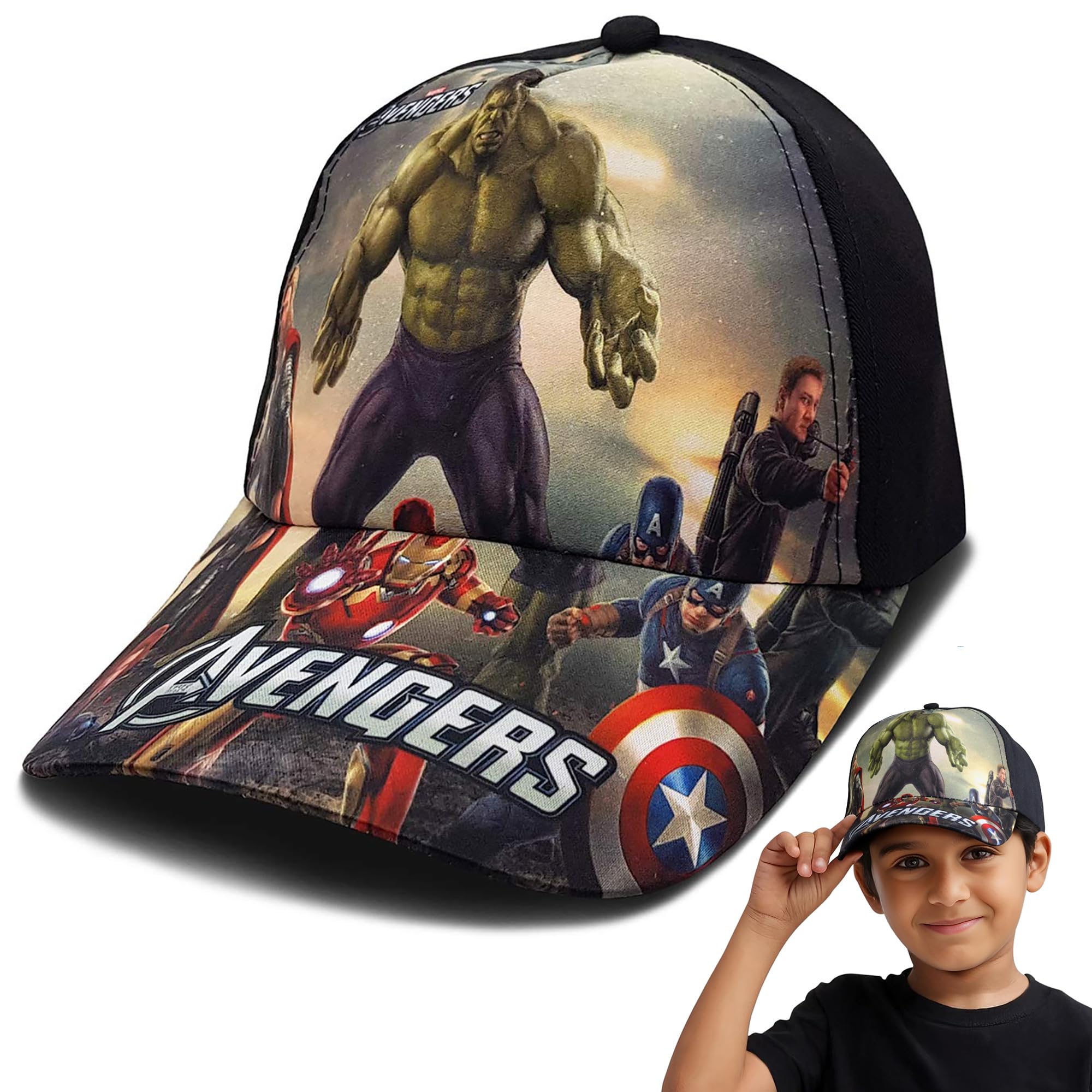 VRITRAZ Unisex-Baby Baseball Cap (Pack of 1), AvgBlack, 3 Years-12 Years