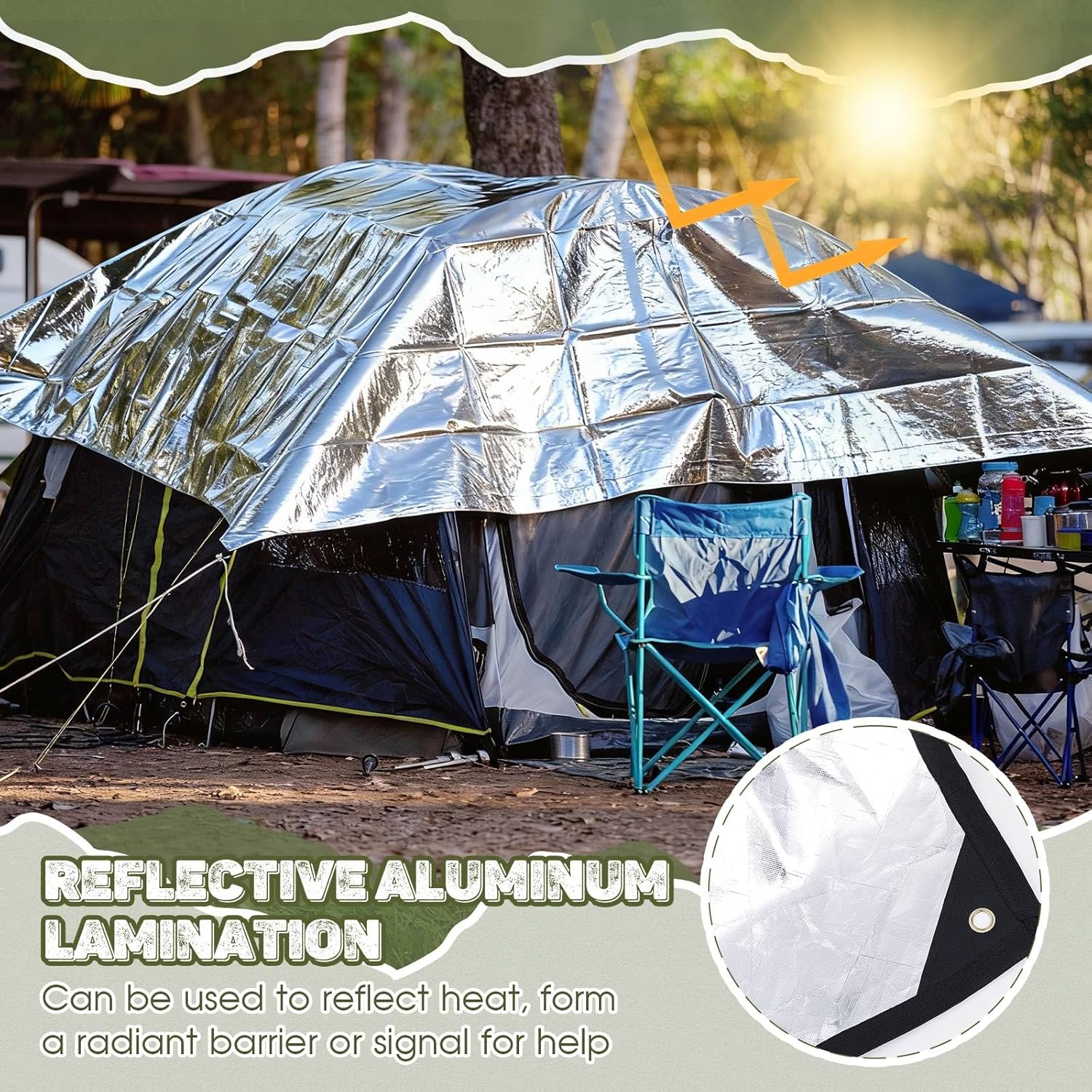 Kingdder 1 Pcs Heavy Duty Emergency Blankets for Survival Camping Blanket Insulated Tarp 8.5 ft x 12 ft Outdoor Waterproof Thermal Reflective Tarp Tent Insulation for Camp Hiking Picnic