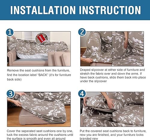 Miniatura 7 de H.VERSAILTEX Super Stretch 2 Pieces Sofa Covers for Armchair Covers Living Room Chair Slipcovers Feature Soft Thick Modern Style with Individual