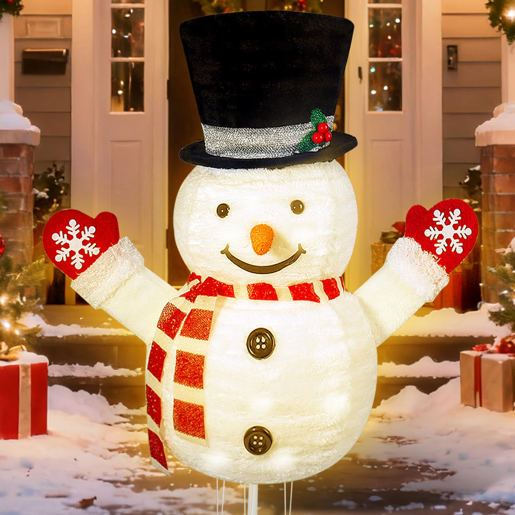 Présentoirs lumineux bonhomme de neige en cristal acrylique durable