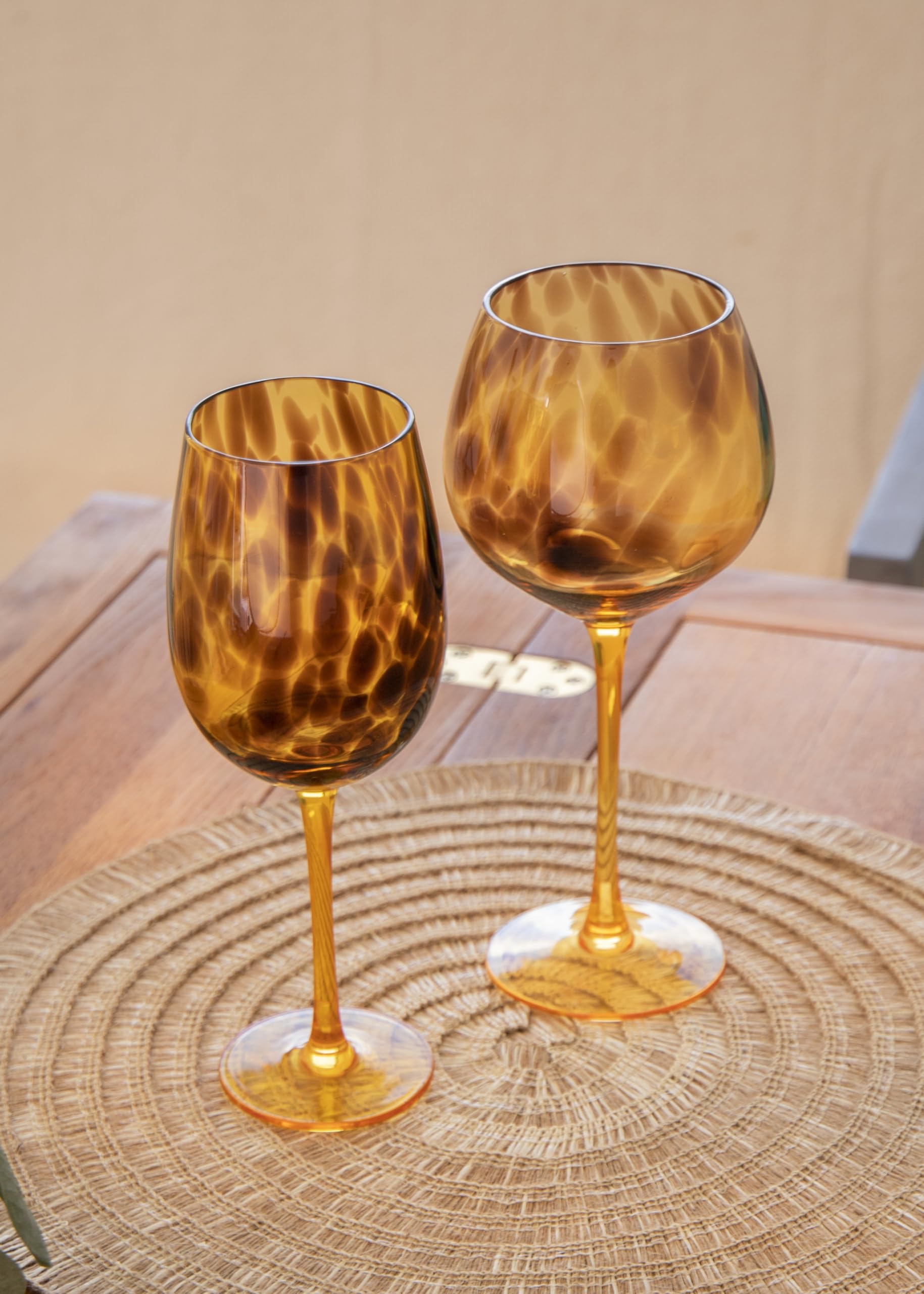 BarCraft Set de 2 Verres à Vin dans Un Coffret Cadeau, Motif Écailles de Tortue, Fabrication Artisanale à la Main, 450 ML