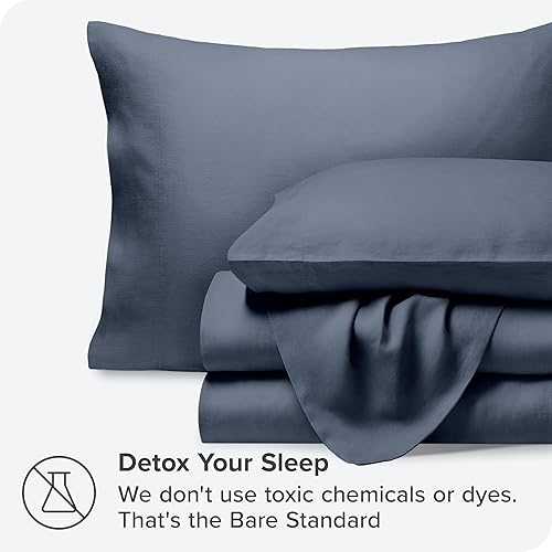 Miniatura 5 de Bare Home Juego de sábanas Queen  Sábanas lujosas de 100% lino Queen  Bolsillos profundos  Ajuste fácil  Juego de 4 piezas  Sábanas y fundas de