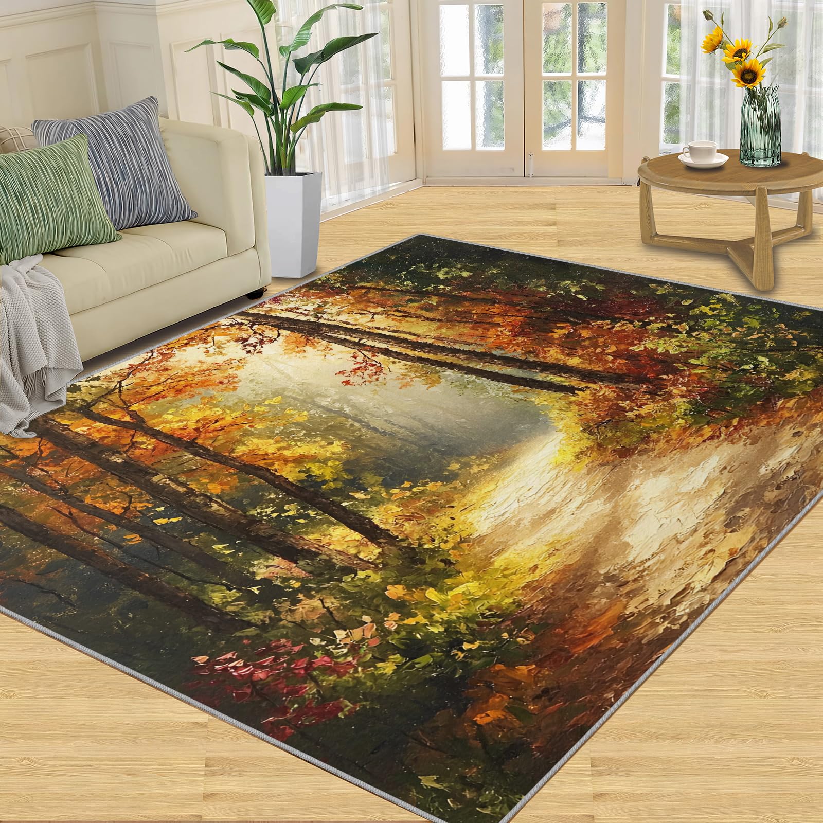 Tapis salon automne lavable tapis intérieur antidérapant doux à poils courts de chambre