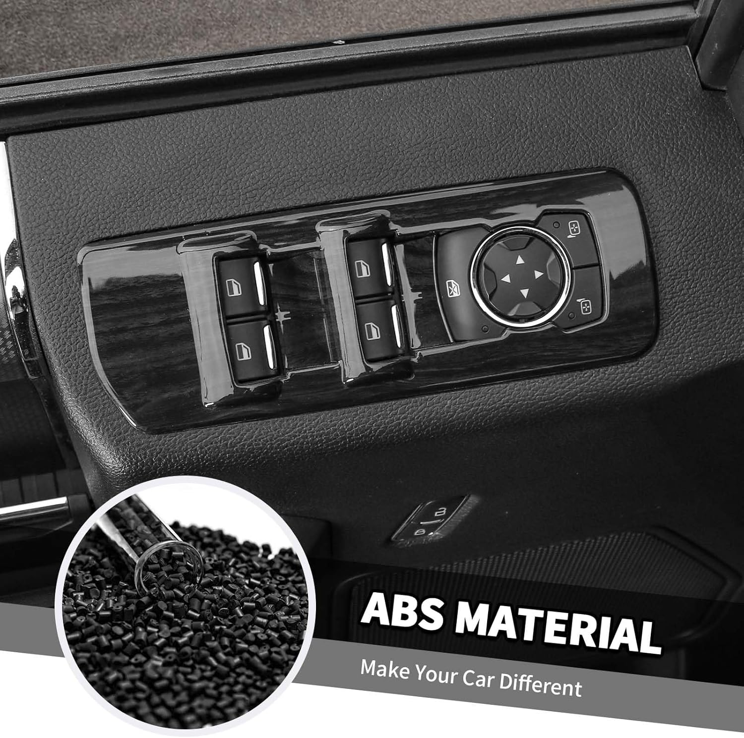 Jimen Fit for Ford F150 2015-2020, 25PCS Black Wood Interior Trim Kits - Dashboard Cover, Navigation Panel, Dash AC Vent Panel, Inner Door Handle Trim, Window Lift Switch Panel