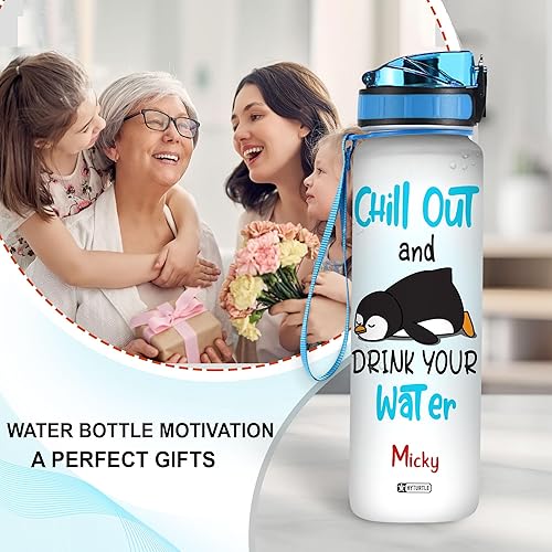 Vista 16 de Hyturtle Botella de agua motivacional personalizada con texto en inglés "I Know I Hunt Like A Girl" de 32 onzas, nombre personalizado con marcador