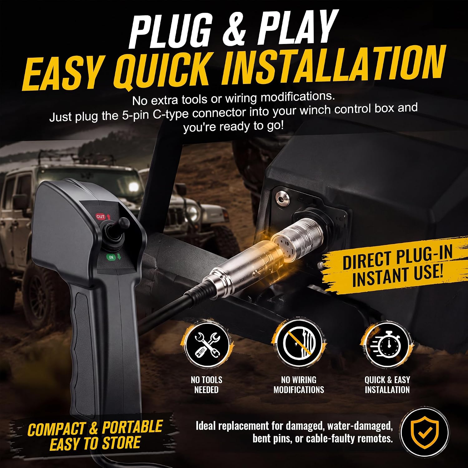 Winch Remote Control Compatible with SmittyBilt XRC Gen2 Series, Remote Control Winch Compatible with XRC8, XRC10, XRC12 & XRC15, 97495-50 etc, Waterproof