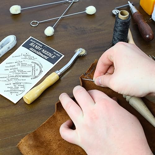 Miniatura 5 de DANN'O Kit de herramientas de trabajo de cuero, kit de herramientas de cuero para principiantes, todas las asas de madera, herramientas de cuero